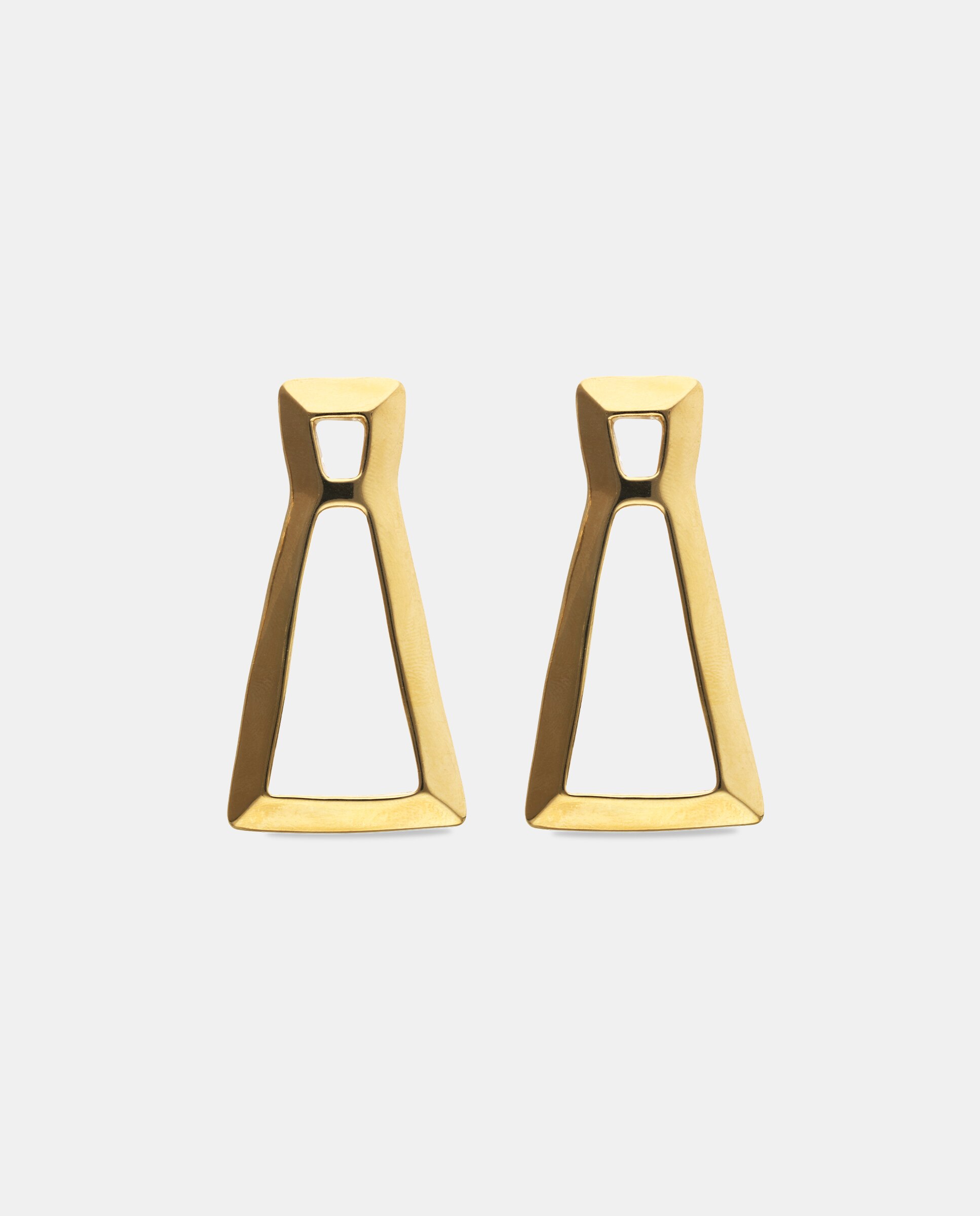 Brincos em Forma de Triângulo Banhados a Ouro 18k Ouro-3