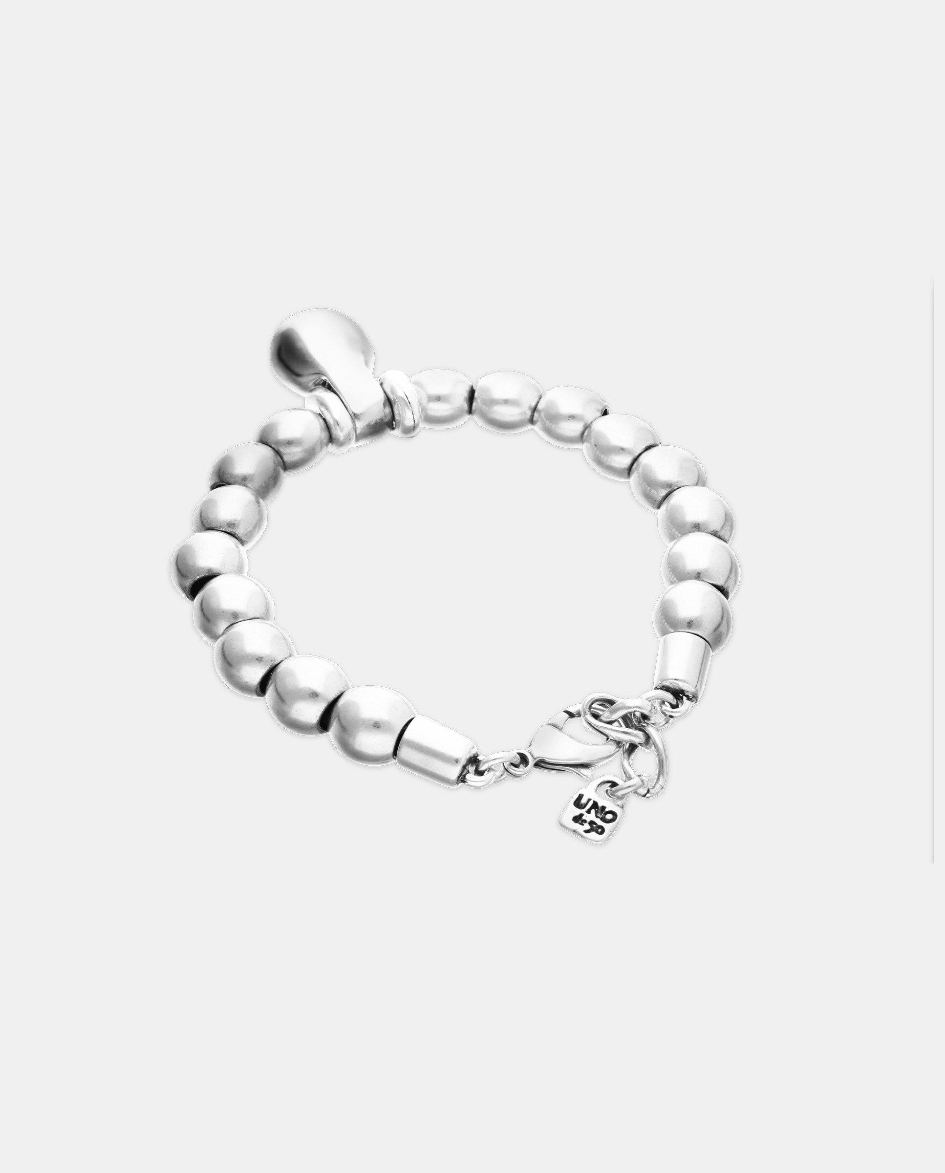 Pulseira de Esferas Médias Banhadas em Prata de Lei e Esfera Grande Prata-3