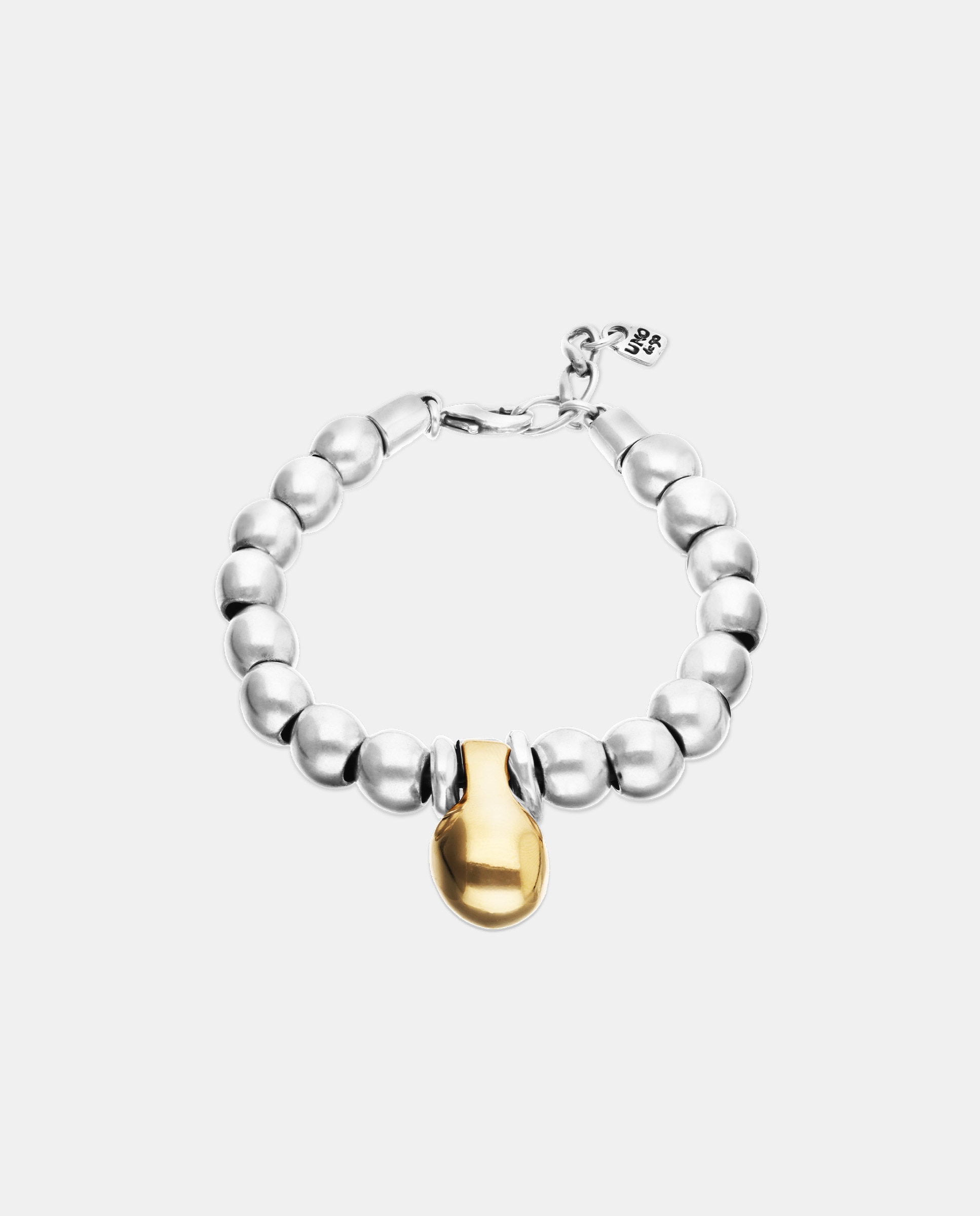 Imagem 0 de Pulseira de Esferas Médias Banhadas em Prata de Lei e Esfera Grande Banhada em Ouro 18k