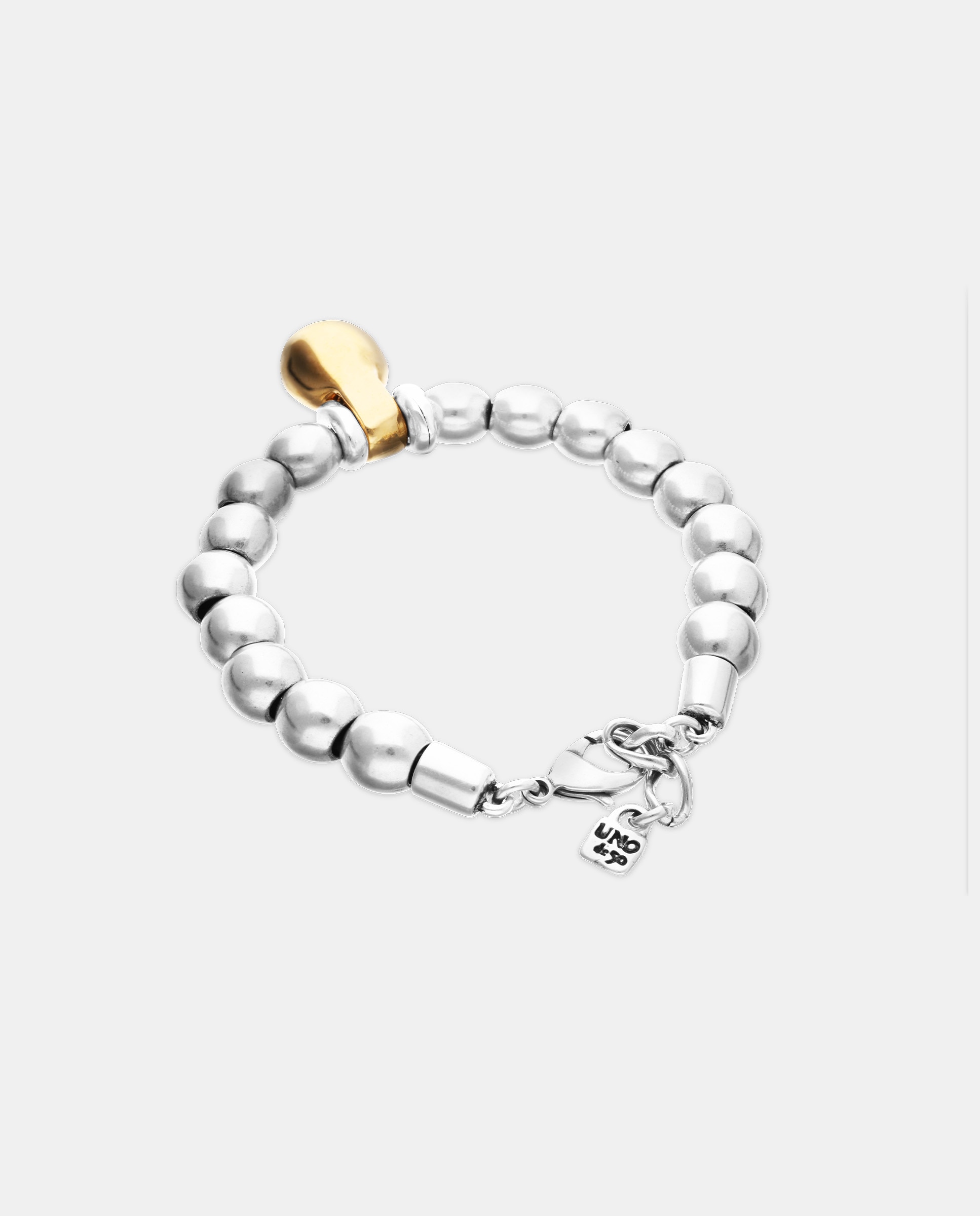 Pulseira de Esferas Médias Banhadas em Prata de Lei e Esfera Grande Banhada em Ouro 18k Prata-3