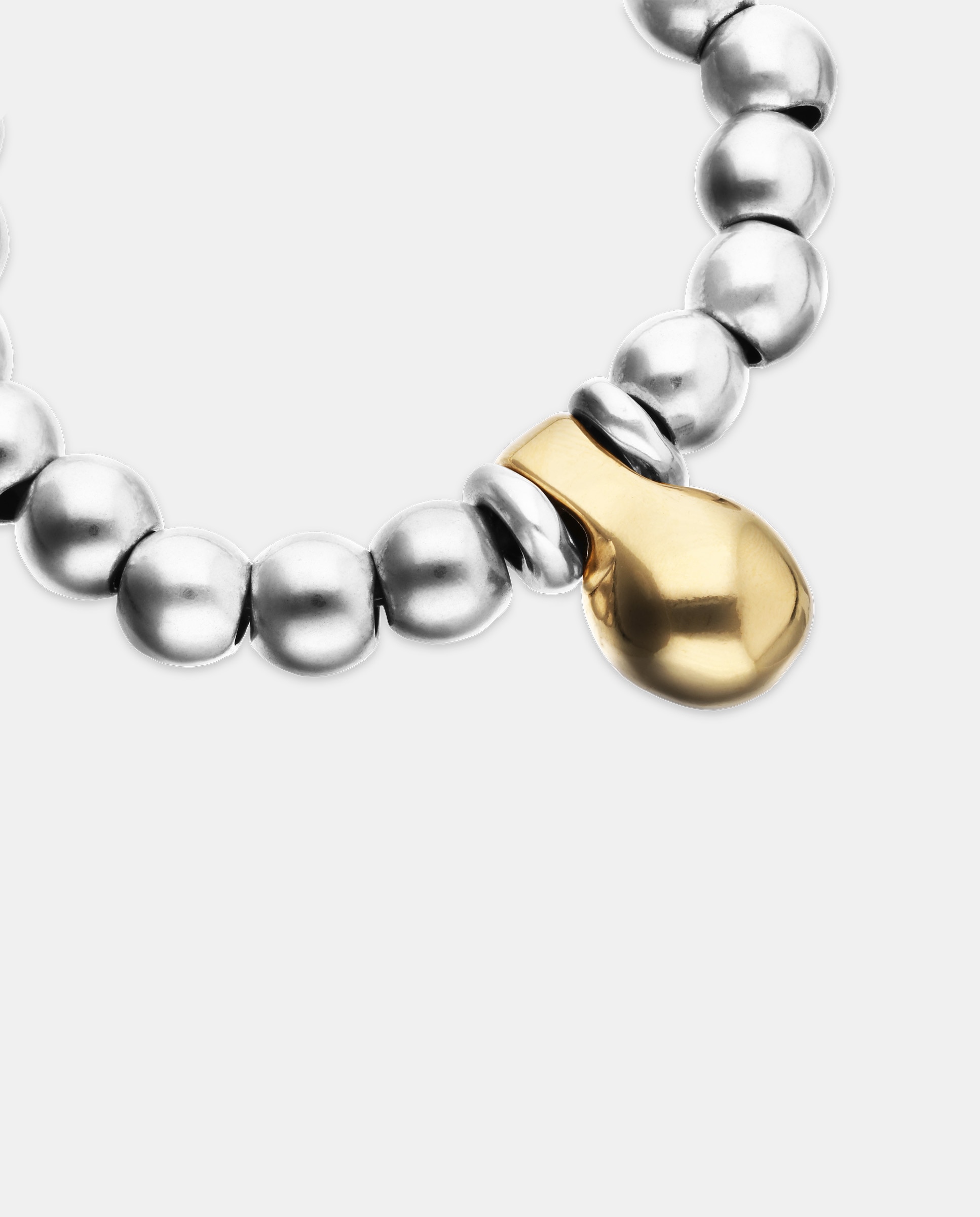 Pulseira de Esferas Médias Banhadas em Prata de Lei e Esfera Grande Banhada em Ouro 18k Prata-4