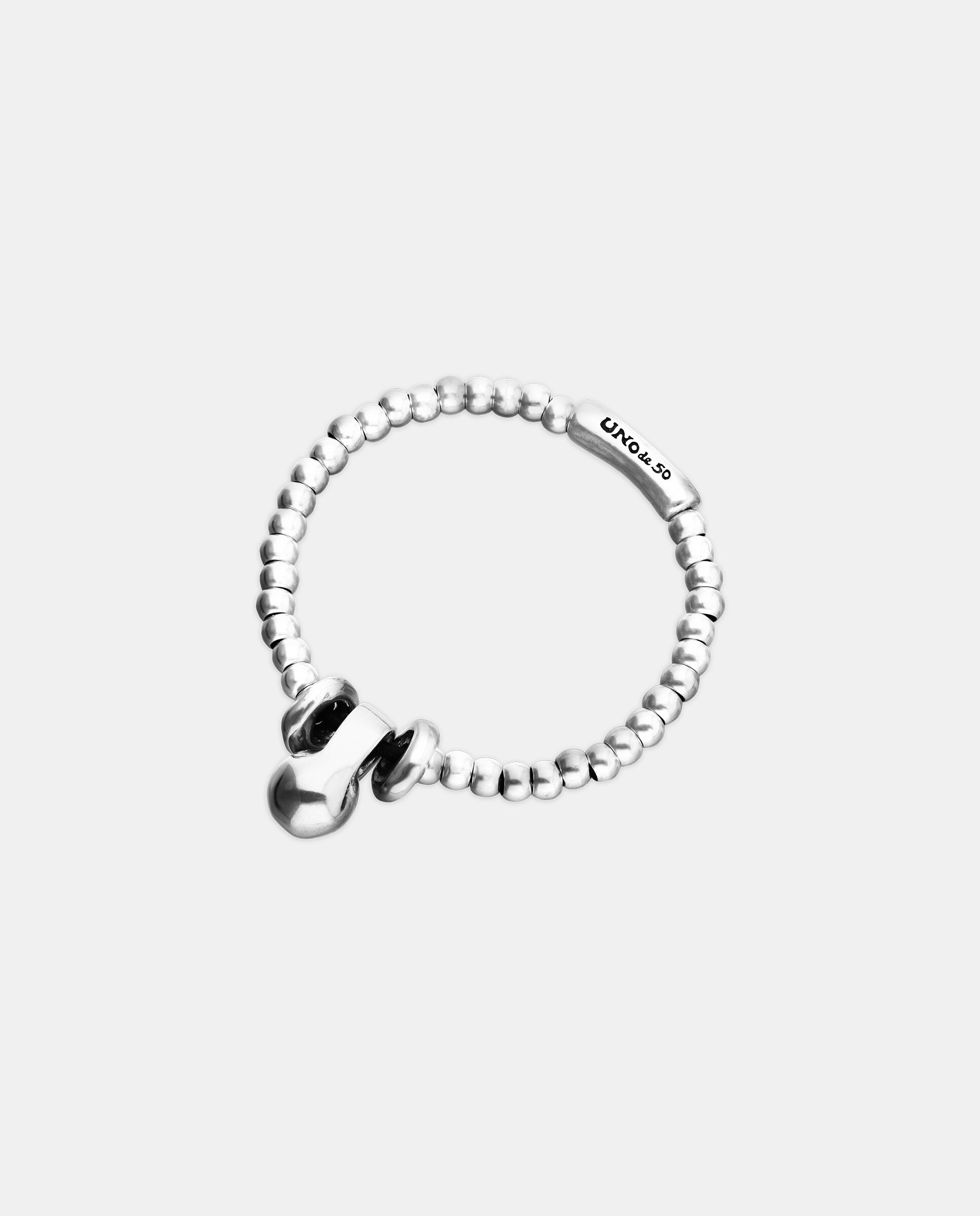 Pulseira de Esferas de Tamanho Pequeno e Grande Banhada em Prata de Lei Prata-4