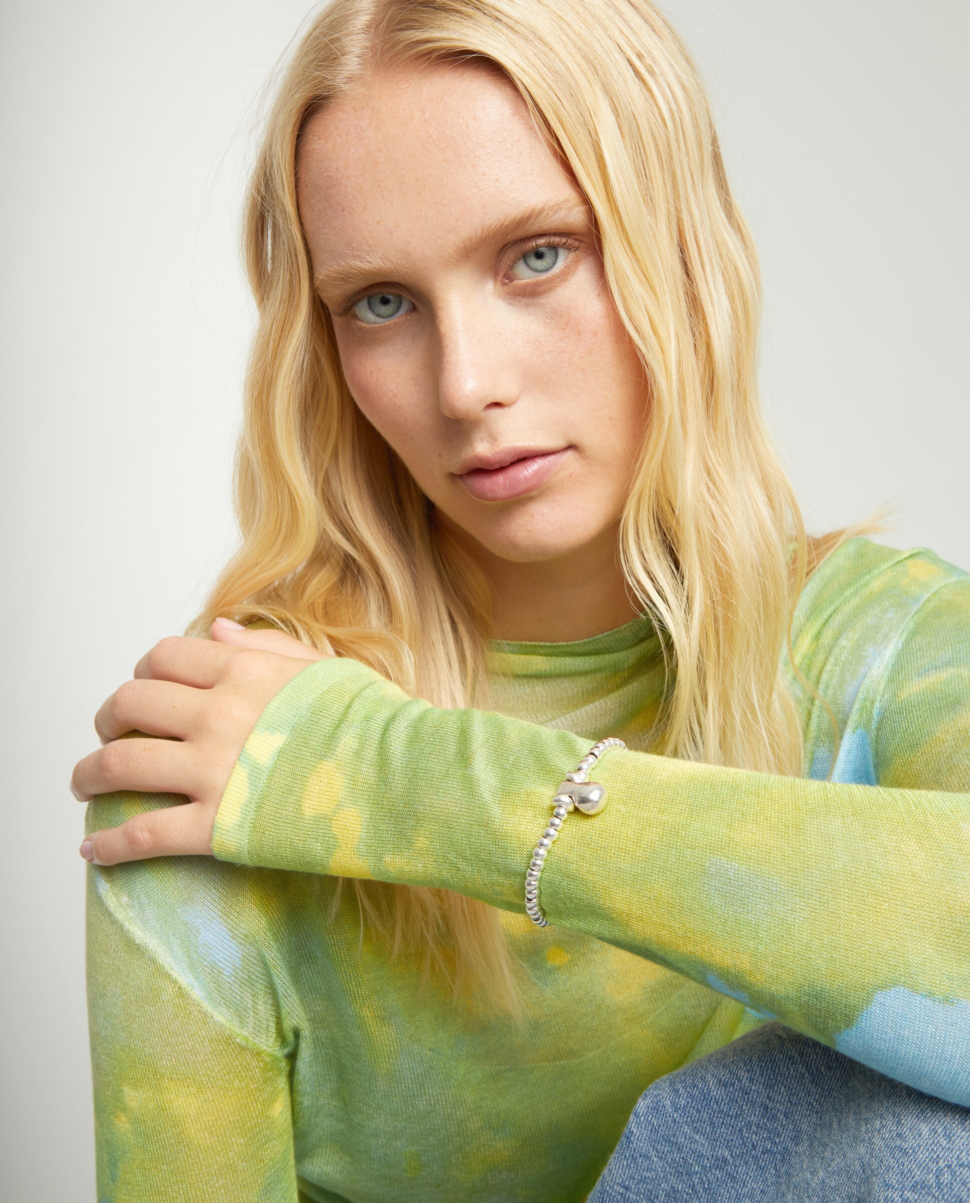 Pulseira de Esferas de Tamanho Pequeno e Grande Banhada em Prata de Lei Prata-6