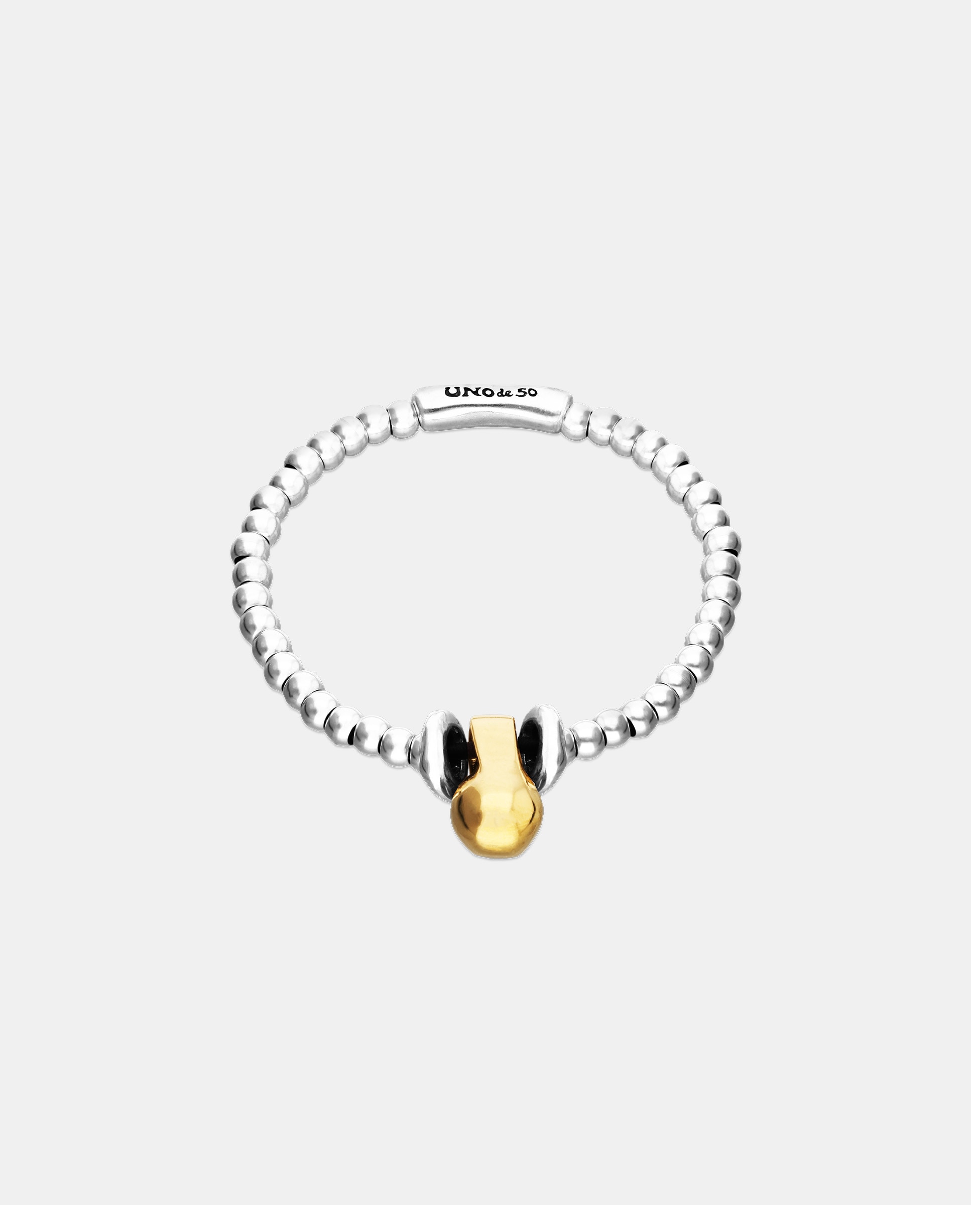 Imagem 0 de Pulseira de Esferas de Tamanho Pequeno Banhadas em Prata de Lei e Esfera Grande Banhada em Ouro 18k