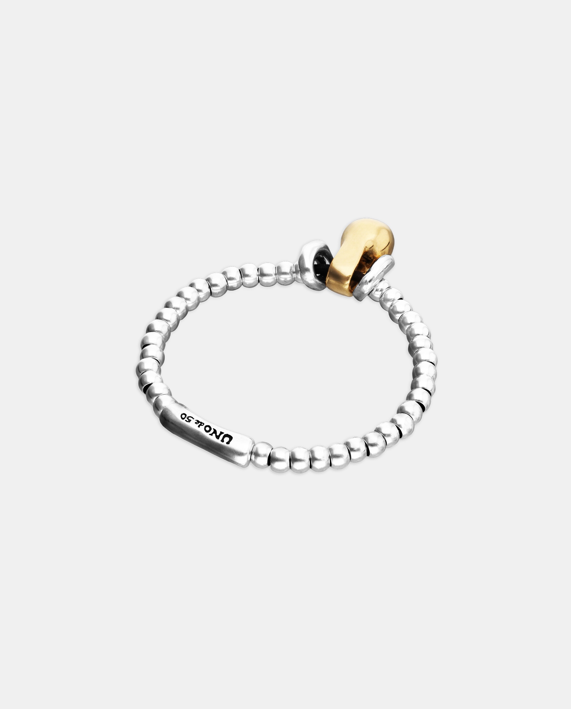 Pulseira de Esferas de Tamanho Pequeno Banhadas em Prata de Lei e Esfera Grande Banhada em Ouro 18k Prata-3
