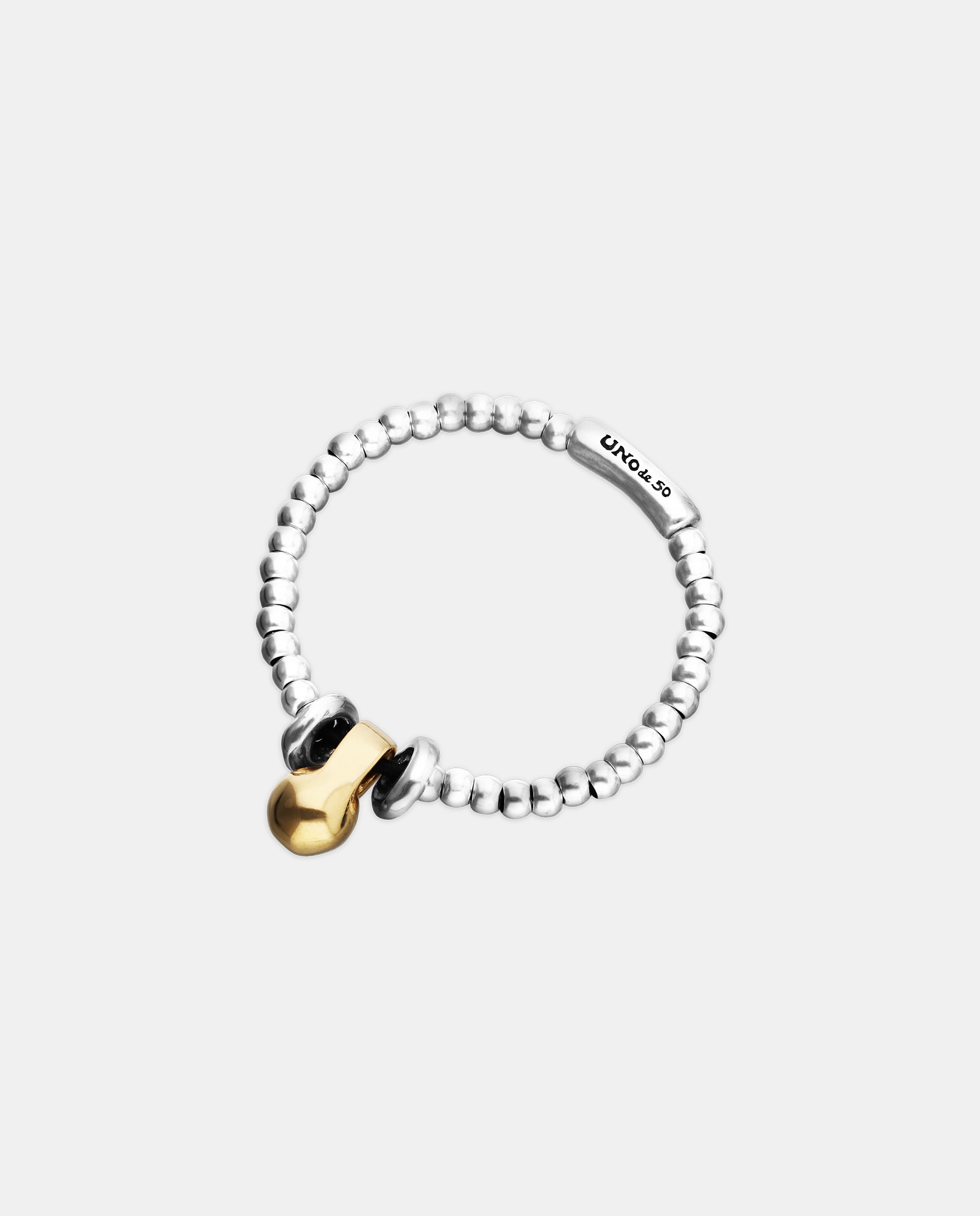 Pulseira de Esferas de Tamanho Pequeno Banhadas em Prata de Lei e Esfera Grande Banhada em Ouro 18k Prata-4