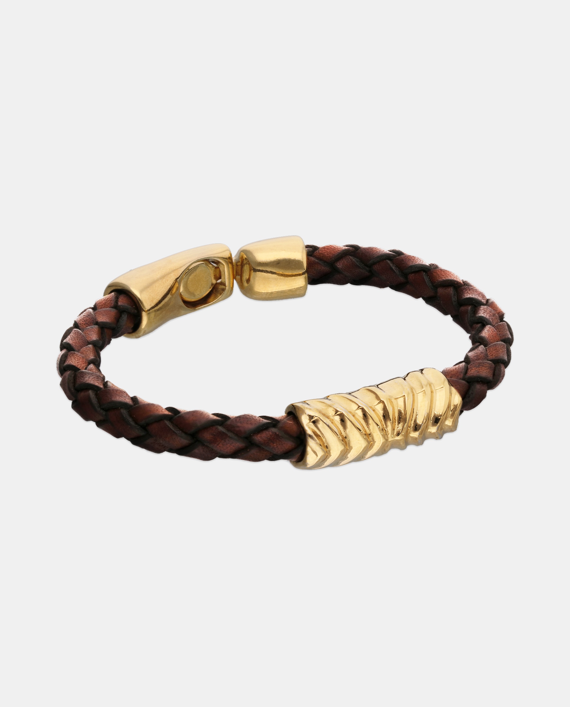 Pulseira de Couro Banhada a Ouro 18k Ouro-3