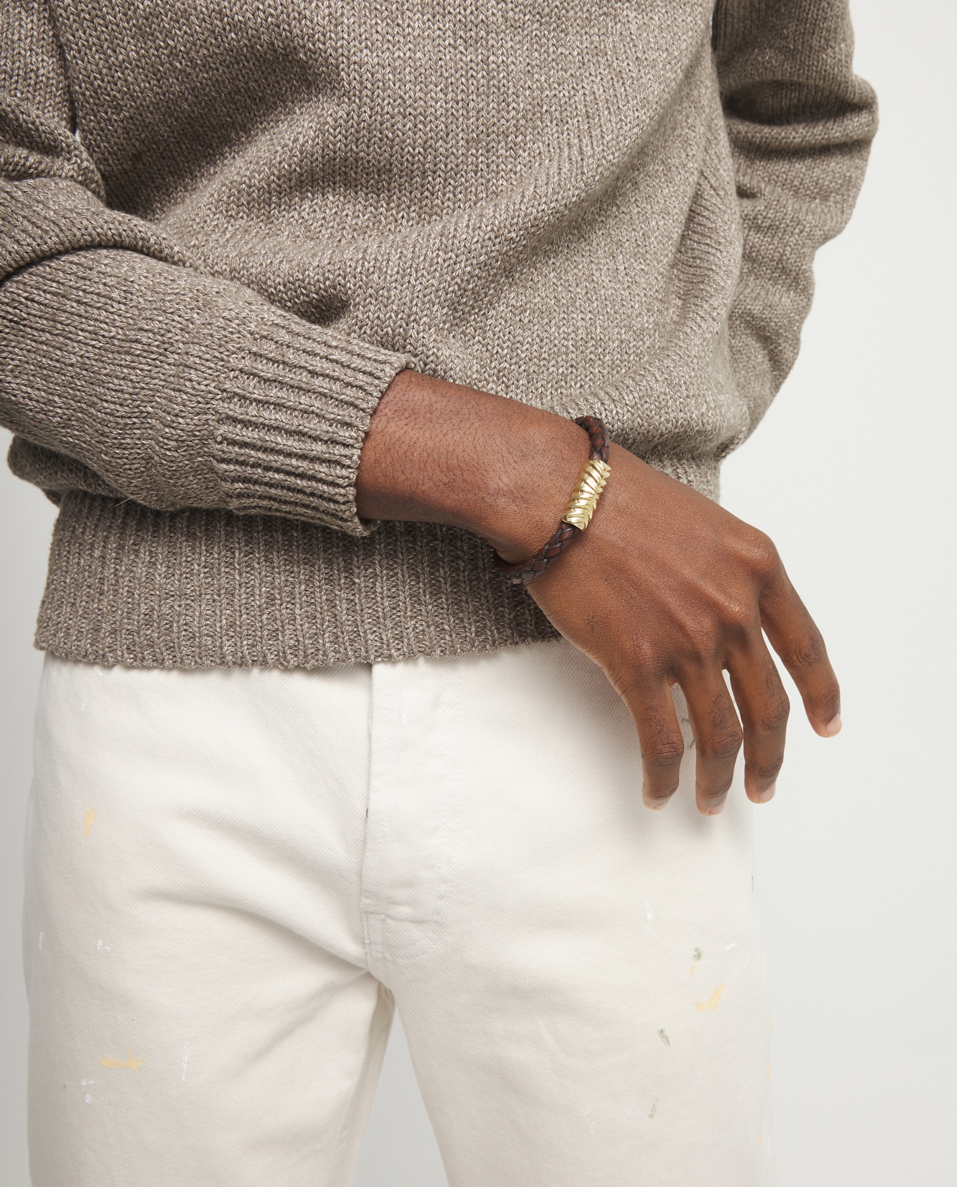 Pulseira de Couro Banhada a Ouro 18k Ouro-5