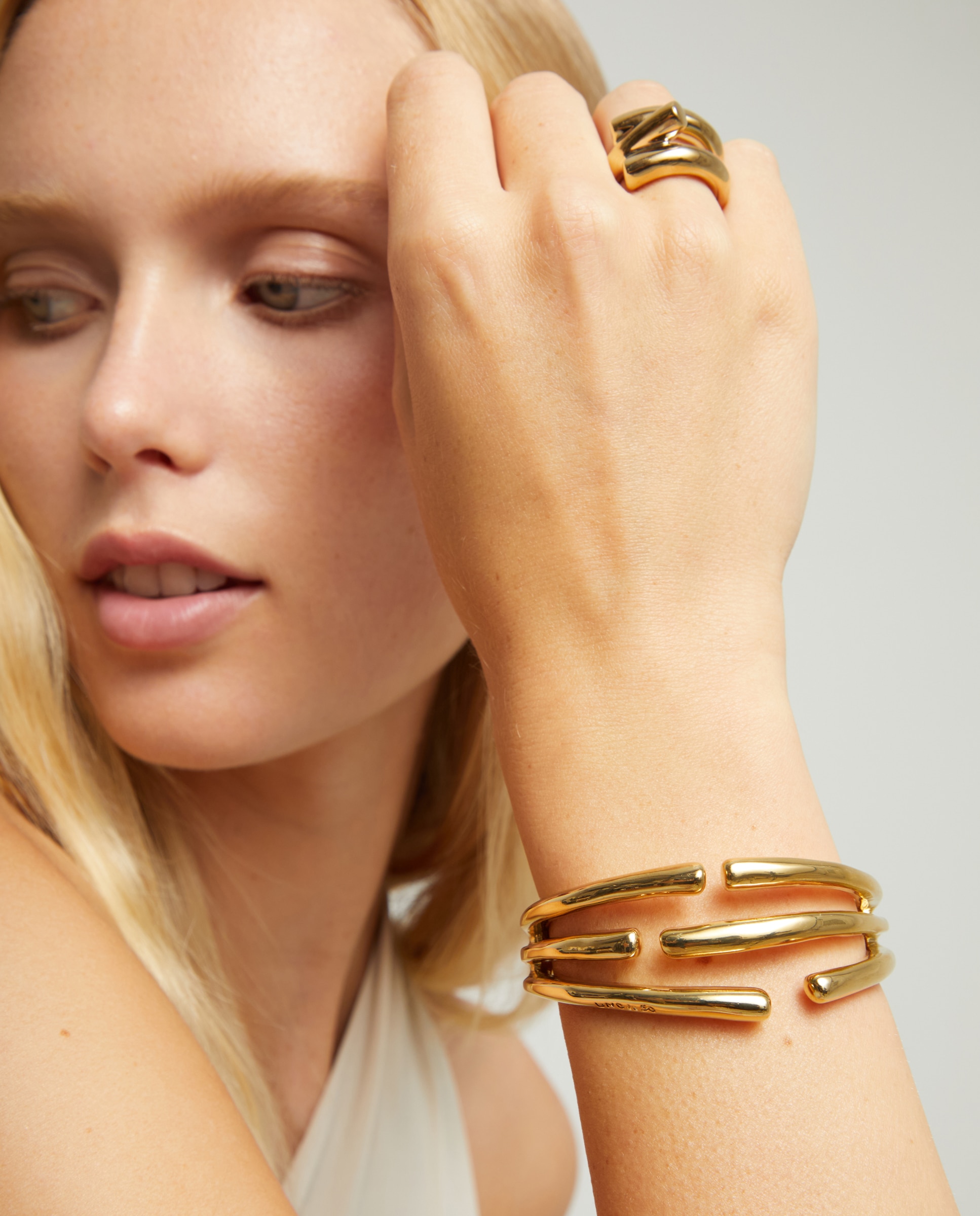 Pulseira Banhada a Ouro 18k com Forma de Vários Tubos Ouro-6