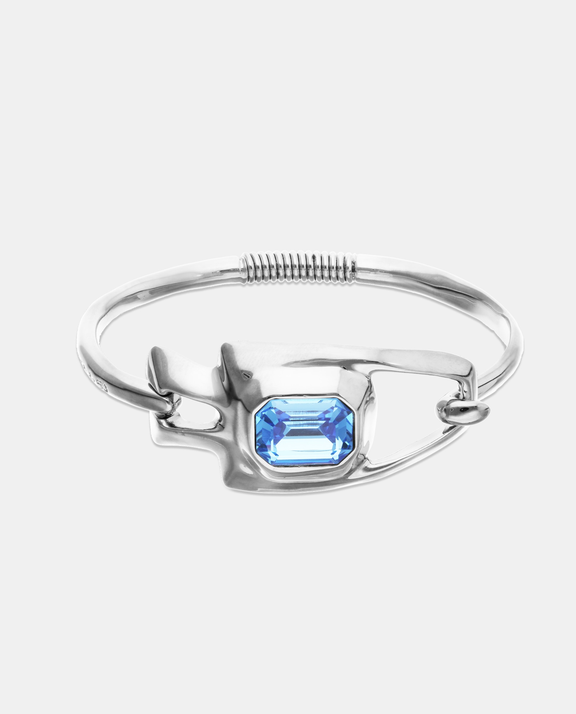 Imagem 0 de Pulseira Semirrígida Banhada em Prata de Lei com Cristal Facetado Azul