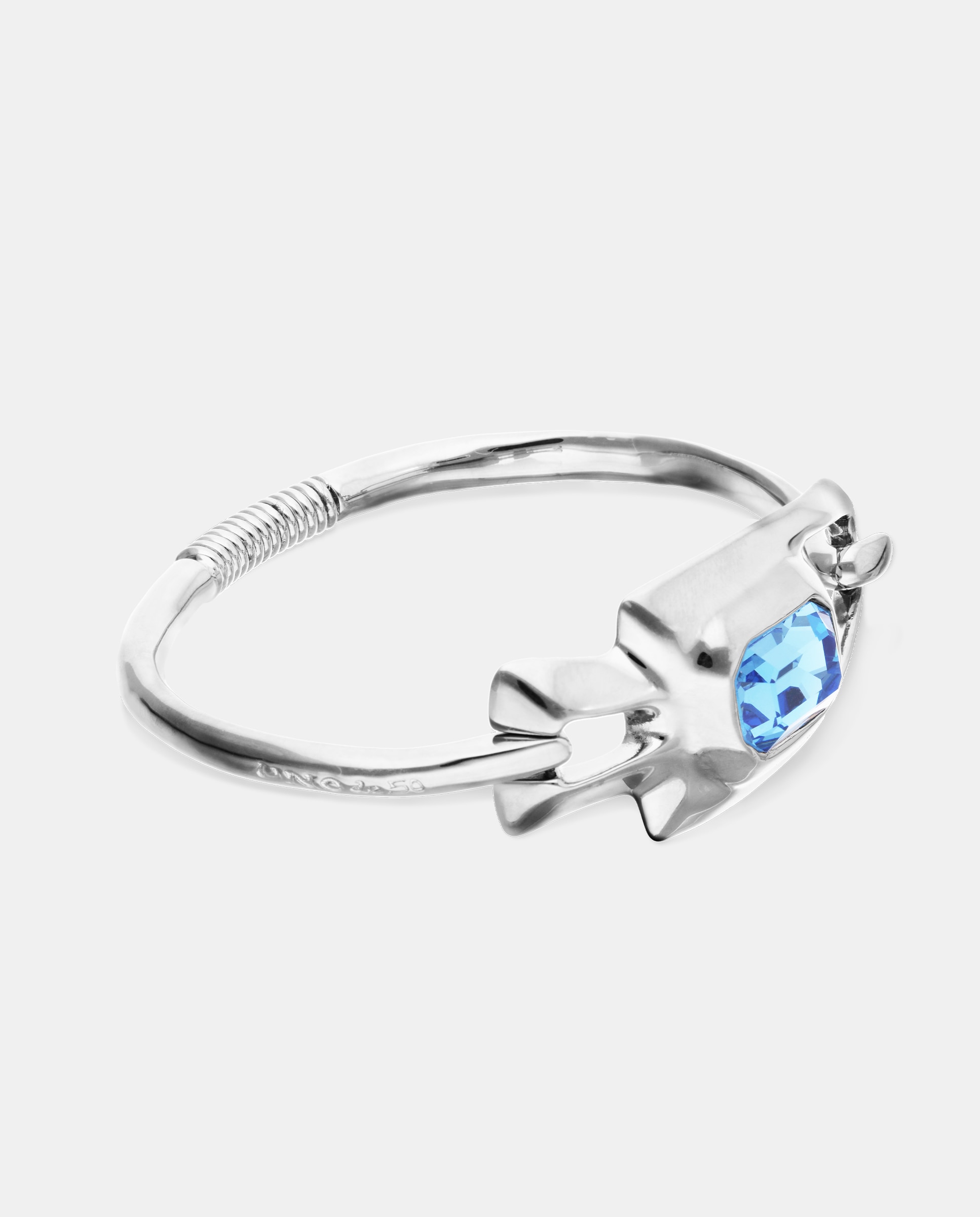 Pulseira Semirrígida Banhada em Prata de Lei com Cristal Facetado Prata-3
