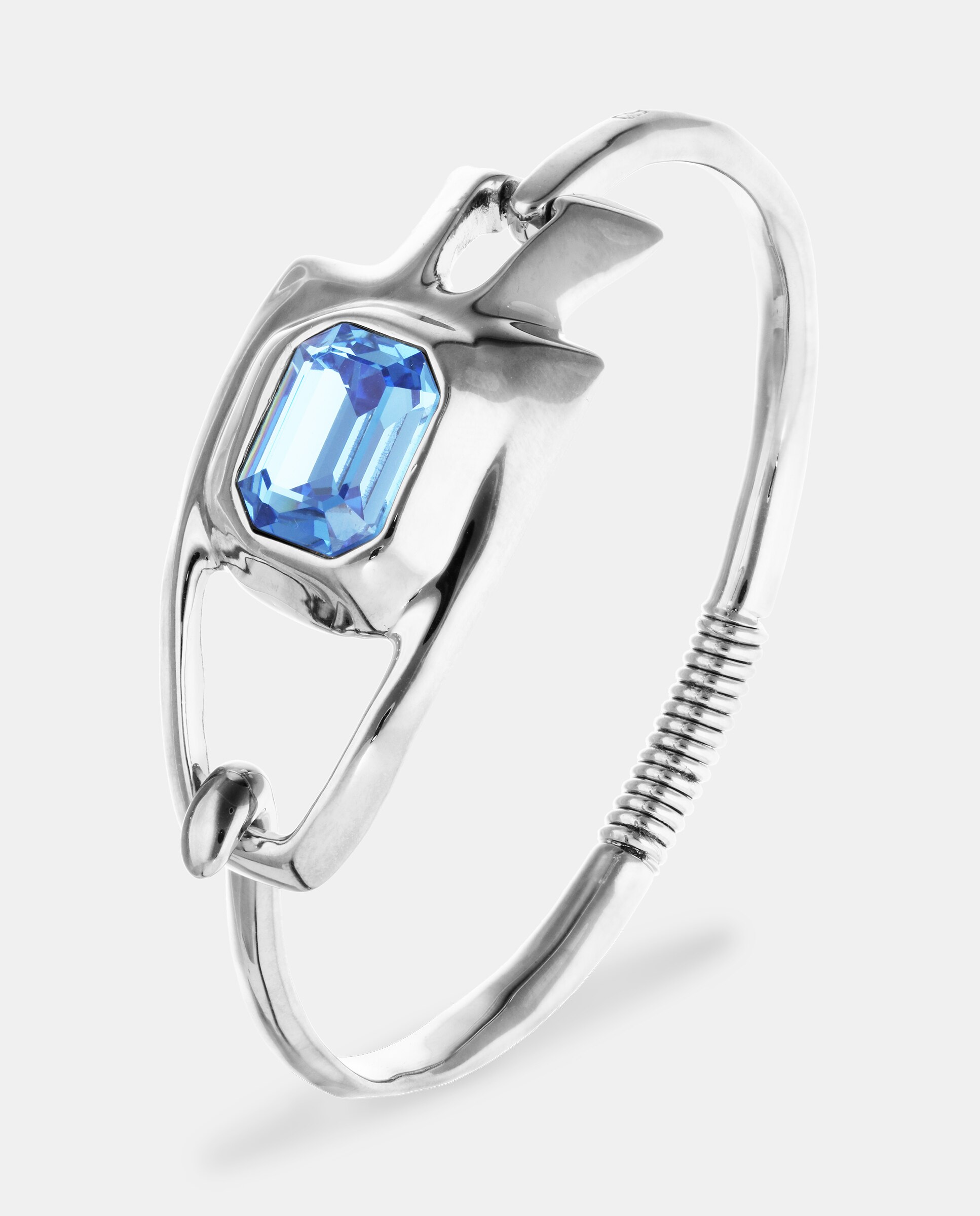 Pulseira Semirrígida Banhada em Prata de Lei com Cristal Facetado Prata-4