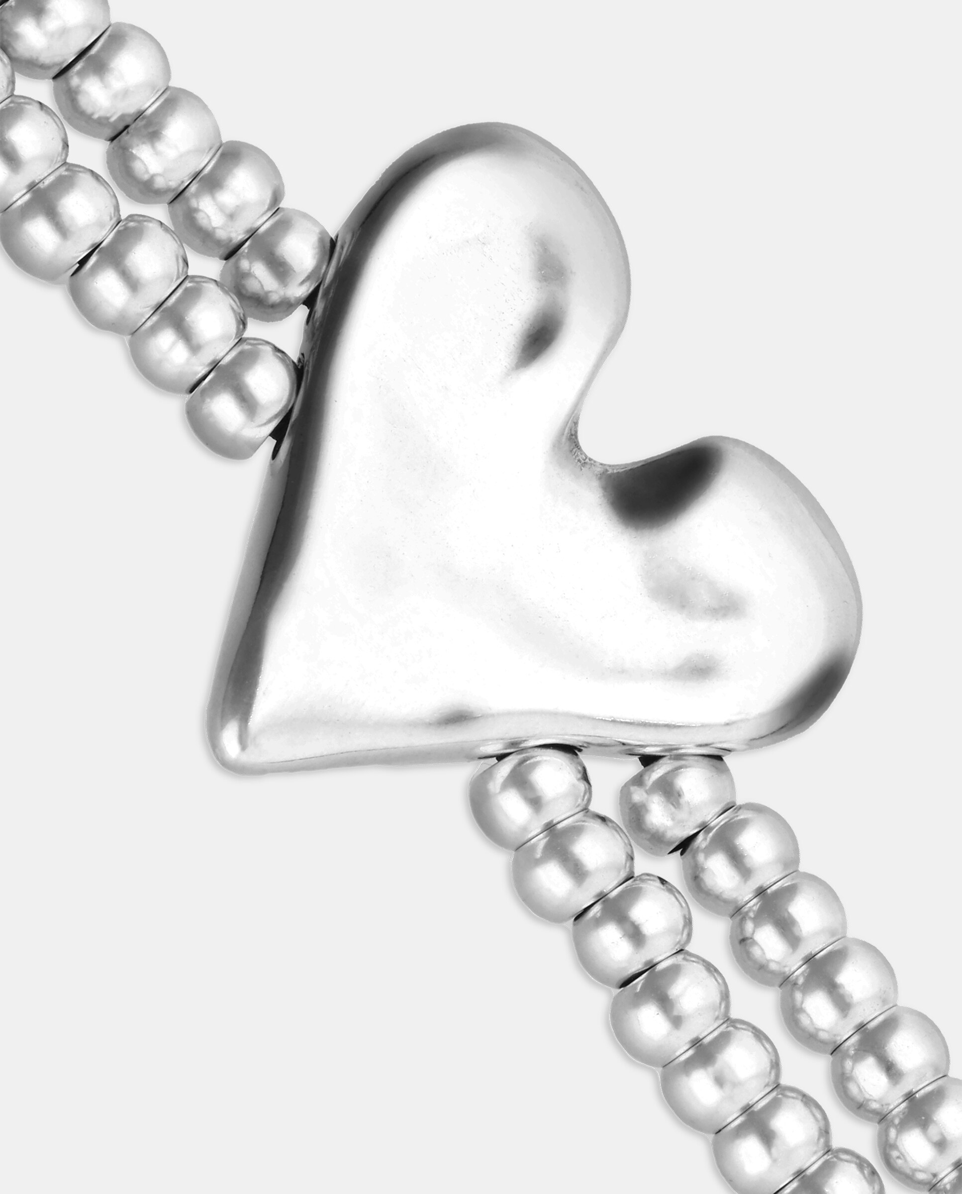 Pulseira Banhada em Prata de Lei com Detalhe de Coração Prata-4