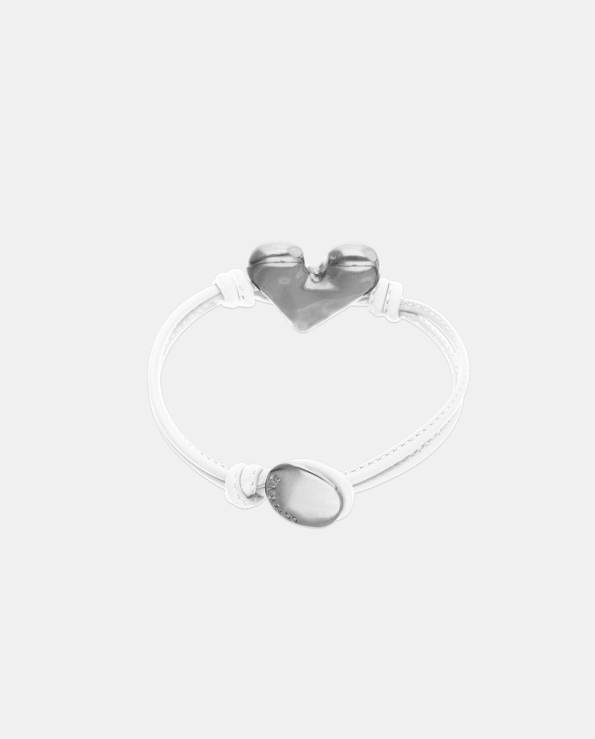 Pulseira de Couro com Detalhe de Coração Banhado em Prata de Lei Prata-3