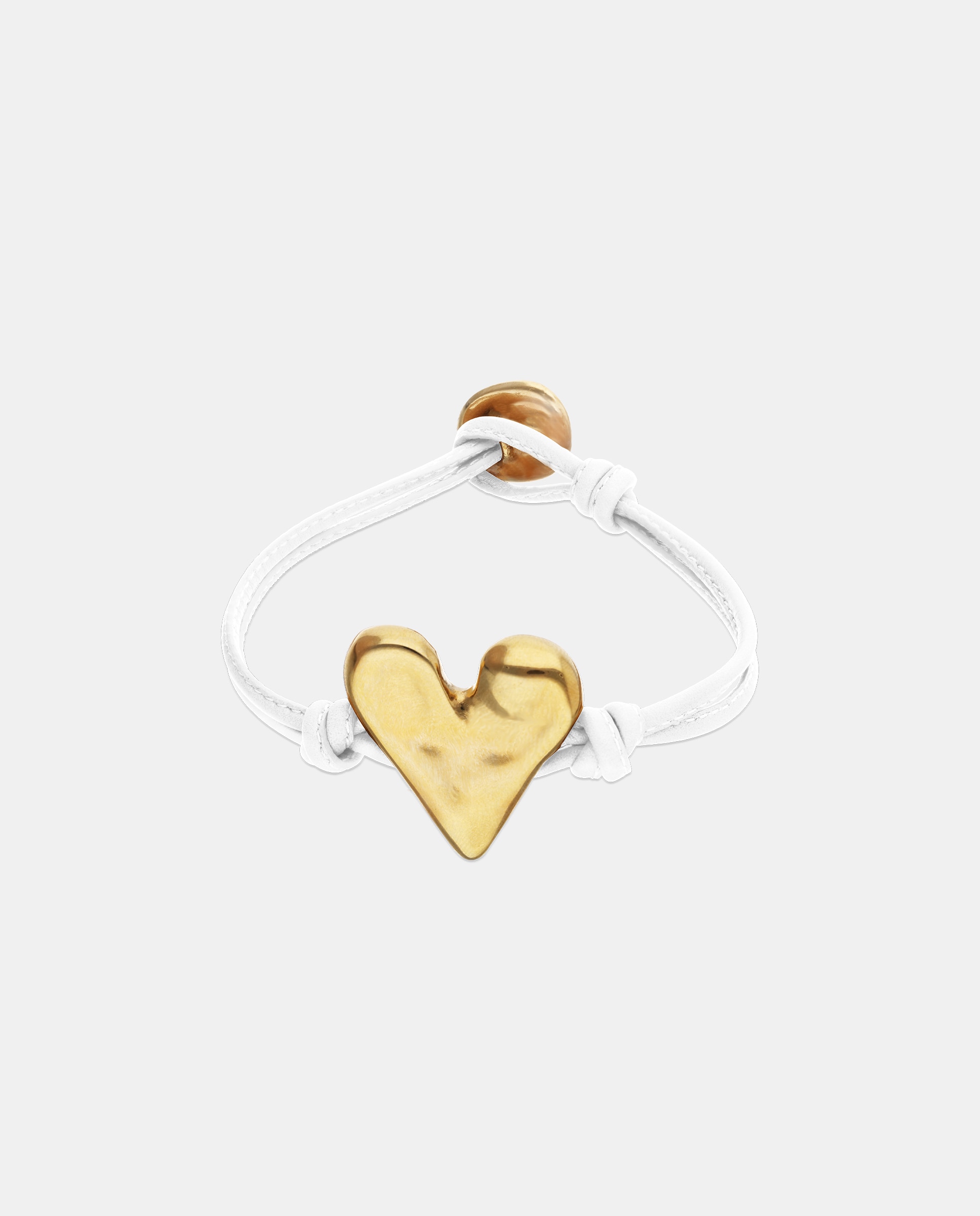 Imagem 0 de Pulseira de Couro com Detalhe de Coração Banhado a Ouro 18k