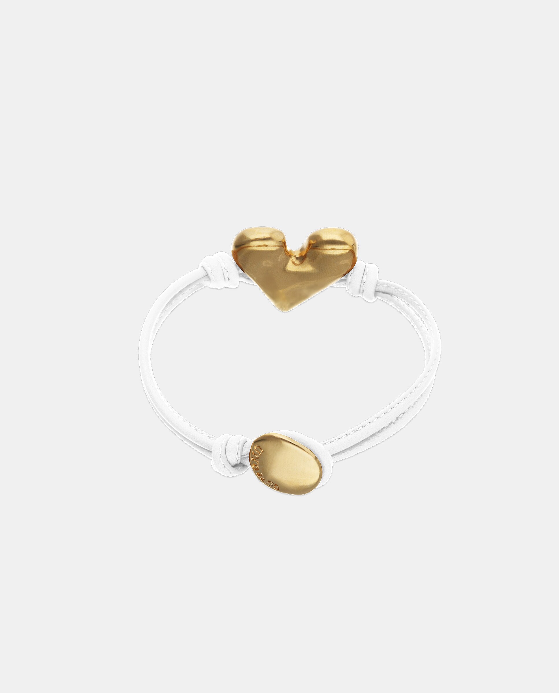 Pulseira de Couro com Detalhe de Coração Banhado a Ouro 18k Ouro-3