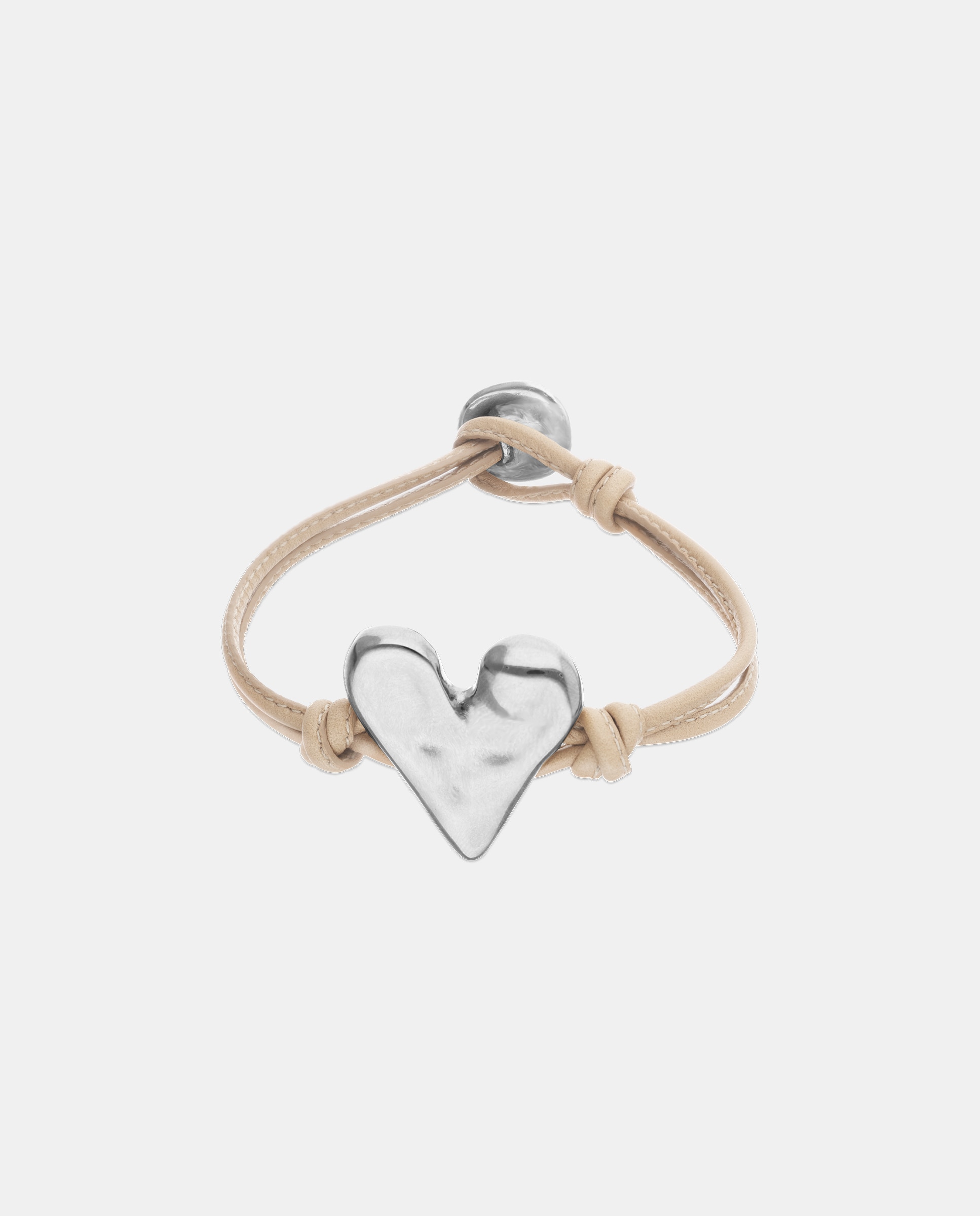 Imagem 0 de Pulseira de Couro com Detalhe de Coração Banhado em Prata de Lei