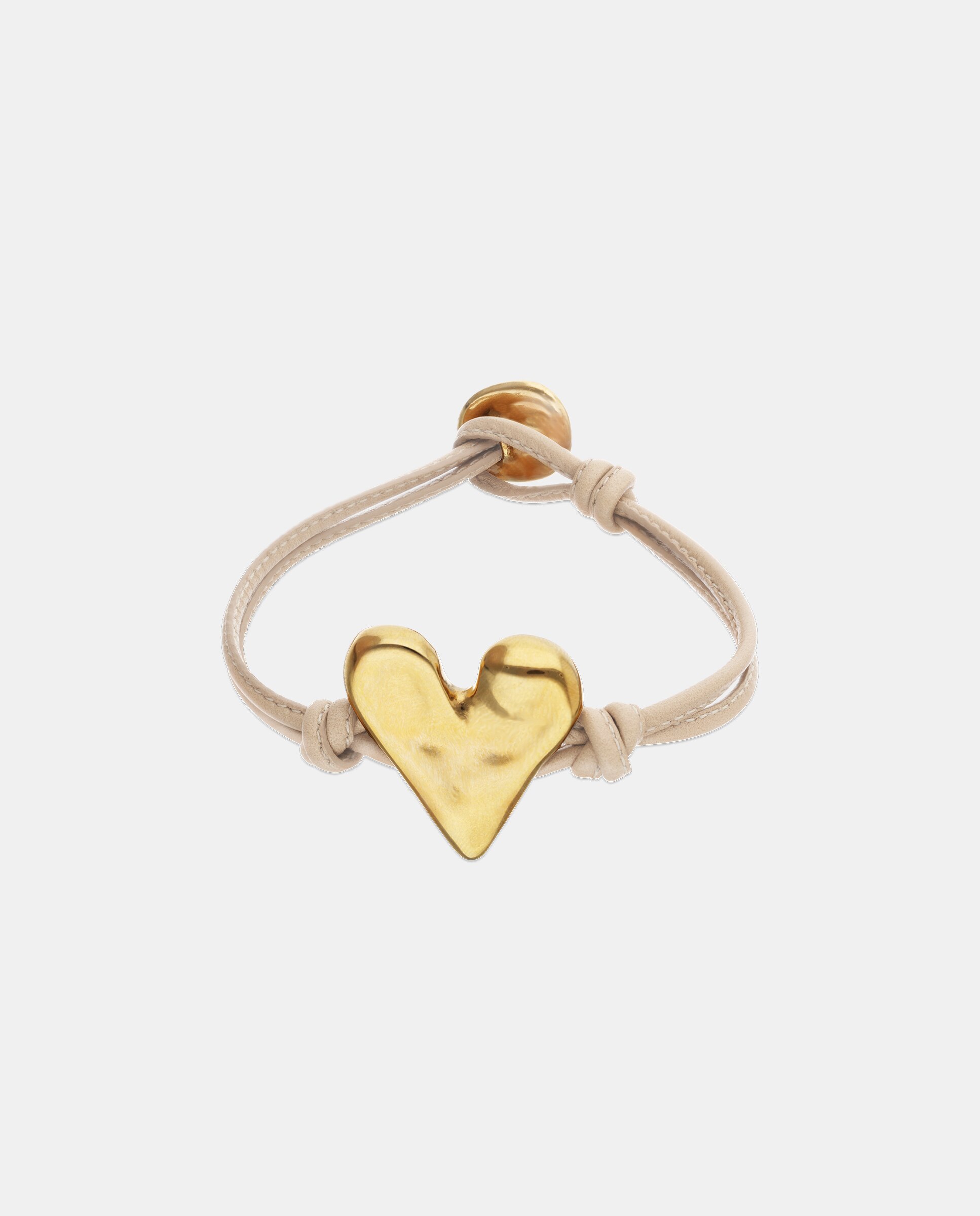 Imagem 0 de Pulseira de Couro com Detalhe de Coração Banhado a Ouro 18k