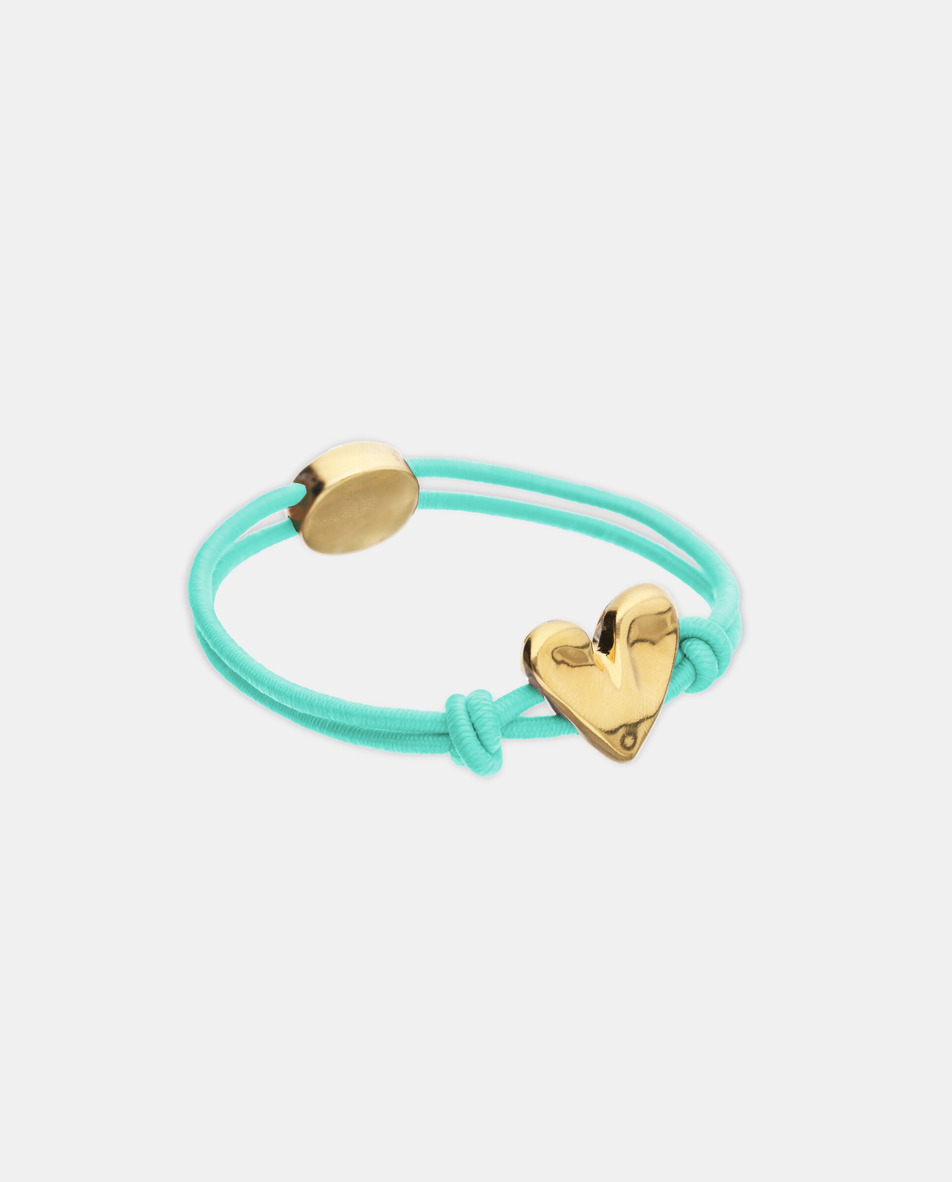 Pulseira de Fio Elástico com Coração Banhado a Ouro 18k Ouro-4