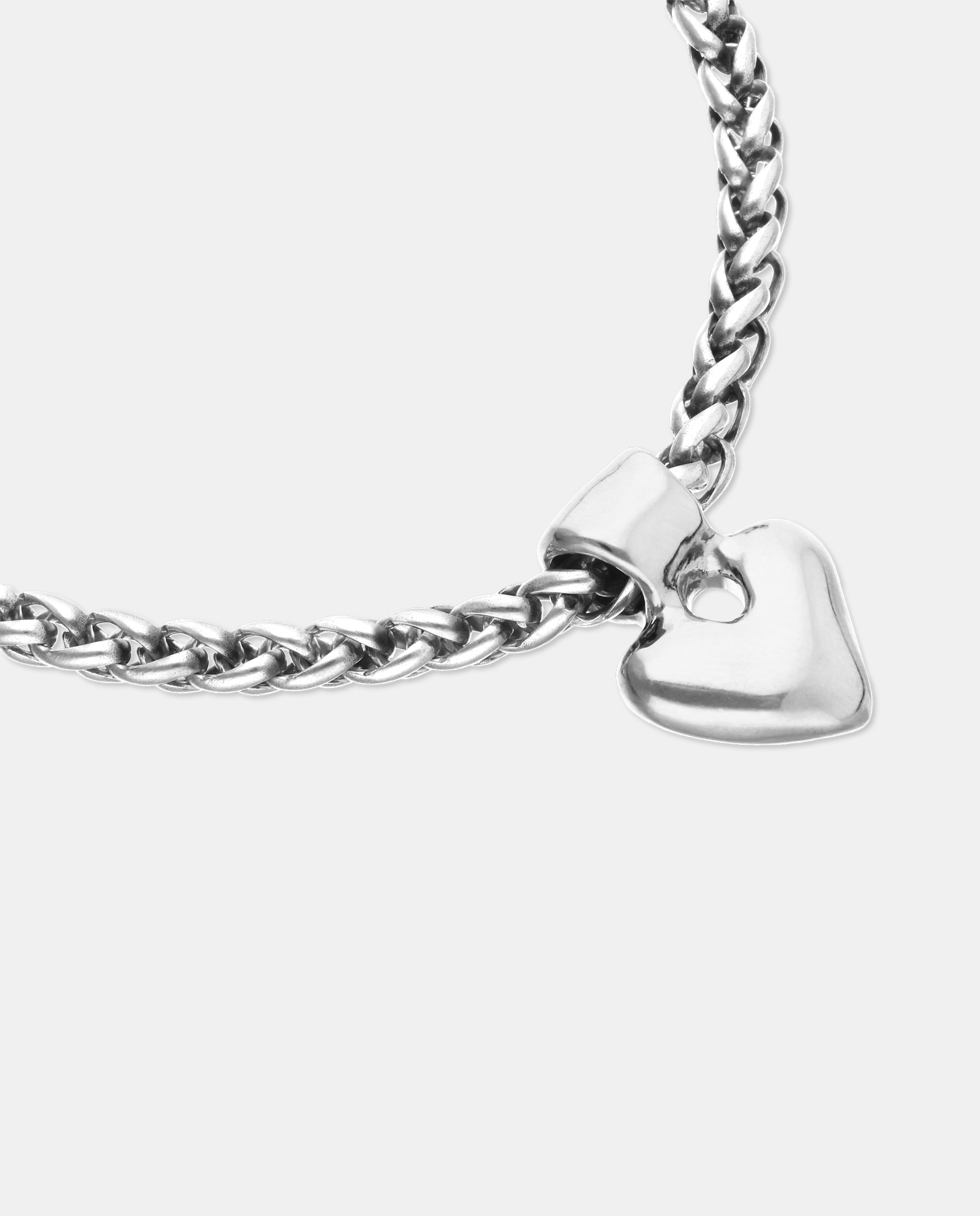Pulseira de Corrente com Detalhe de Coração Banhado em Prata de Lei Prata-4