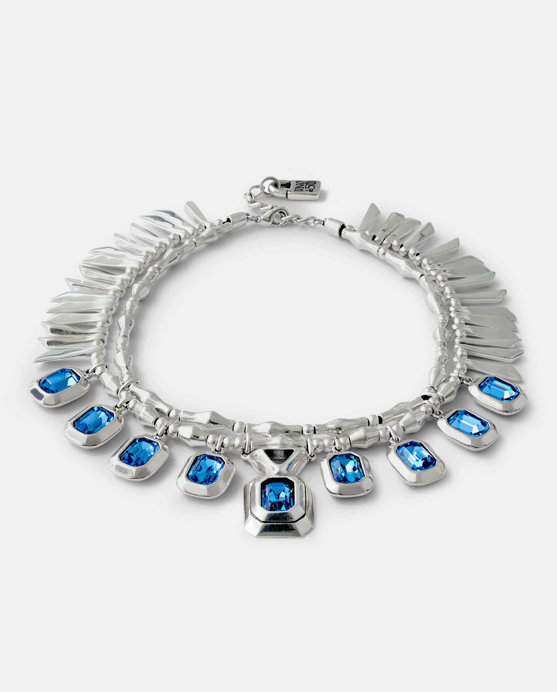 Colar Edição Limitada Banhado em Prata de Lei com Cristal Azul Prata-2