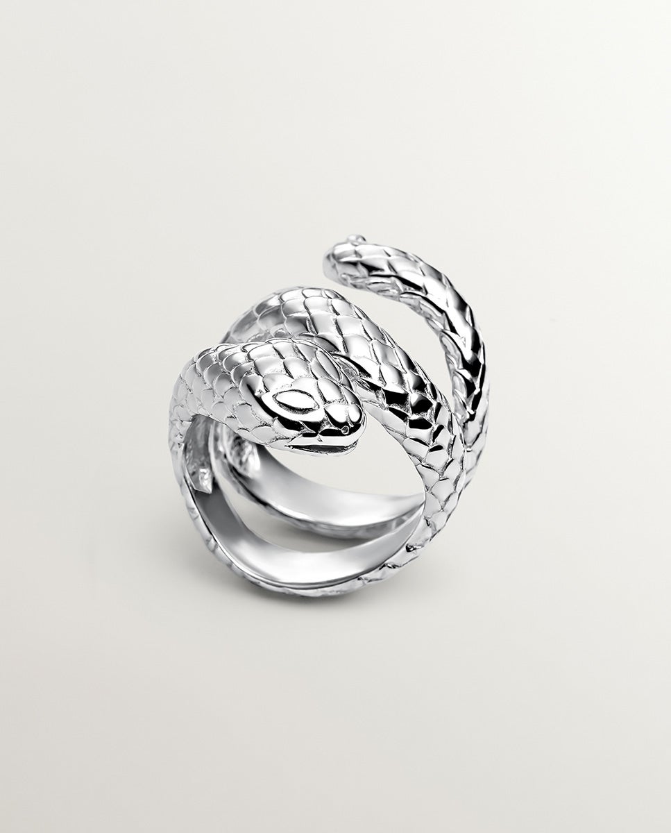 Imagem 0 de Anel Largo de Prata 925 com Forma de Serpente