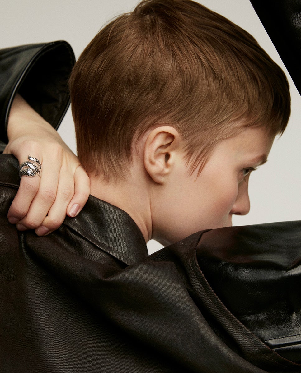 Anel Largo de Prata 925 com Forma de Serpente Prata-4