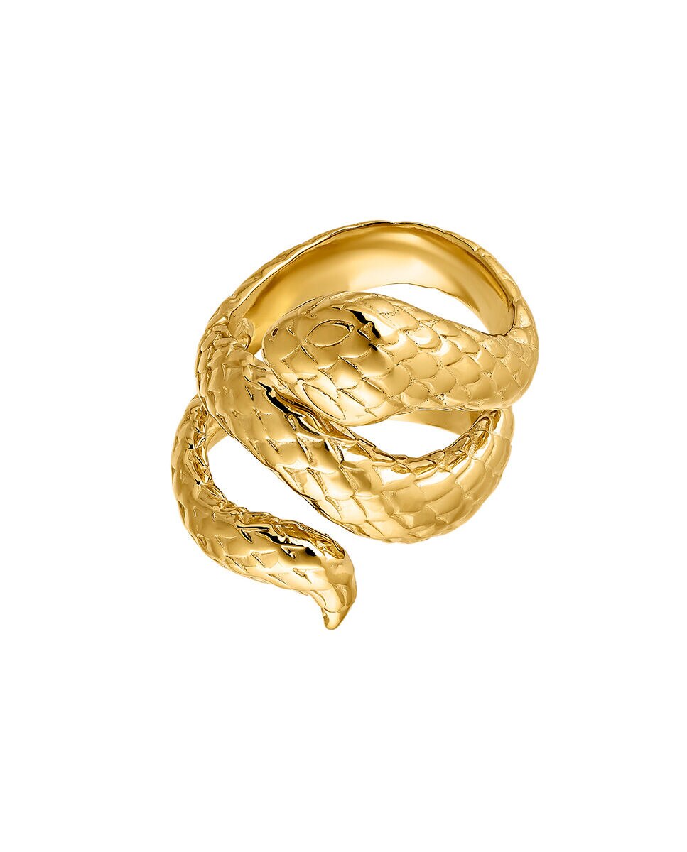 Imagem 0 de Anel Largo de Prata 925 Banhada em Ouro Amarelo de 18k com Forma de Serpente