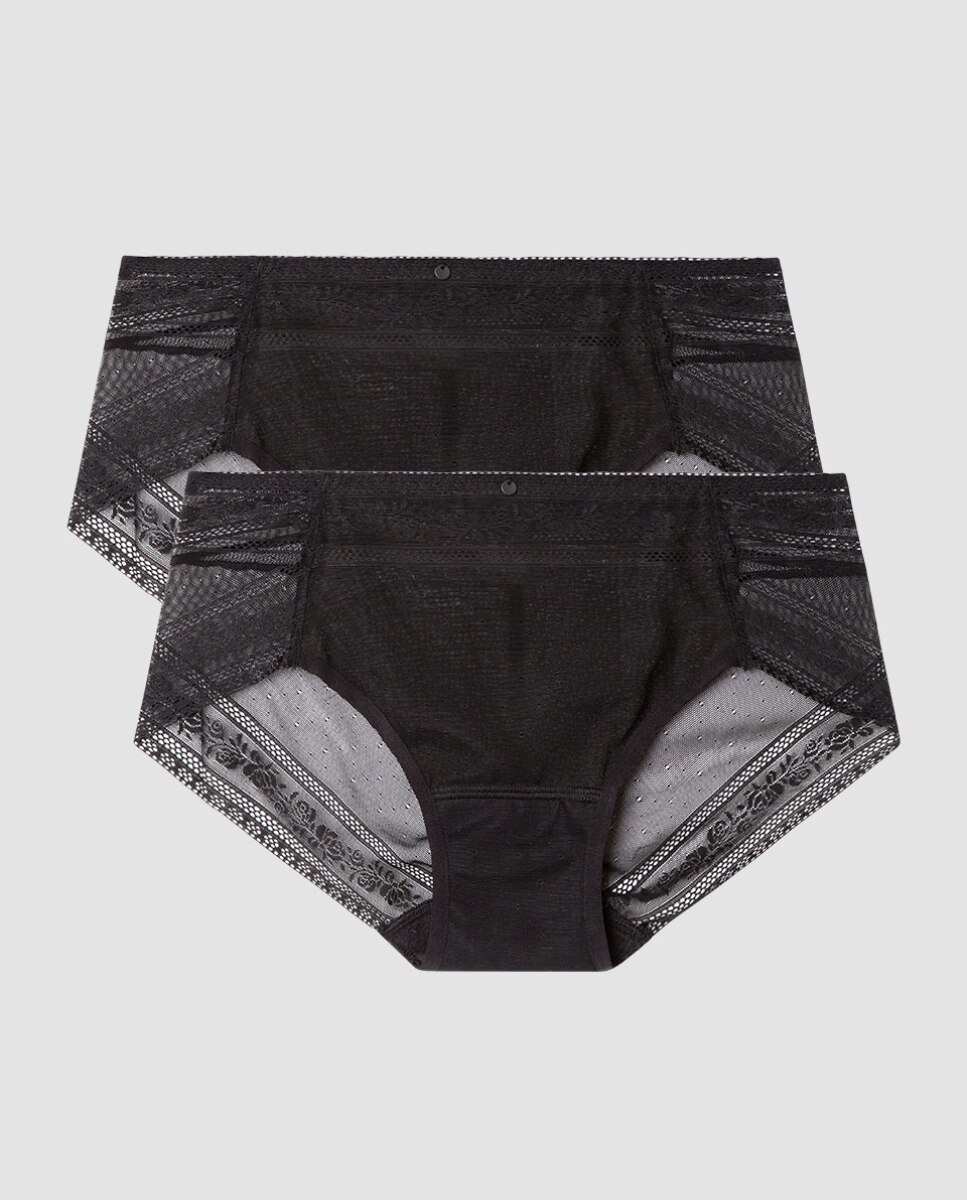 Pack de 2 Cuecas com Renda e sem Marcas Preto-4