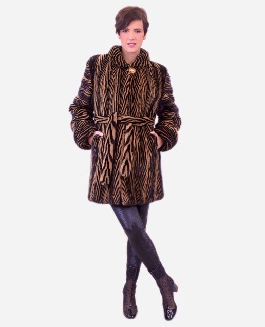 Imagem 0 de Sobretudo em Pelo de Vison com Cinto