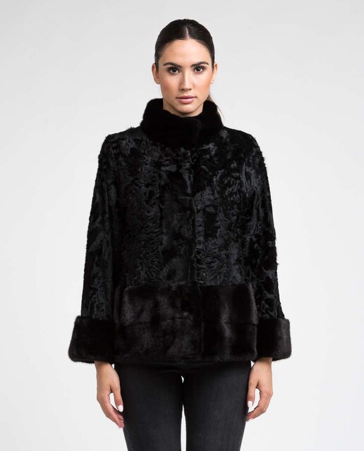 Imagem 0 de Casaco em Pelo de Tianjin com Gola Levantada