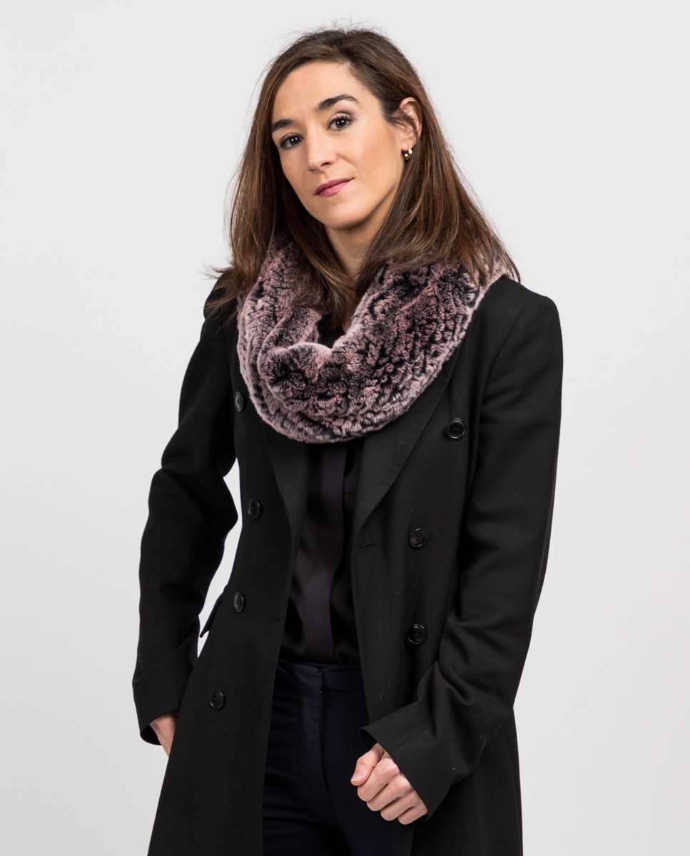 Gola de Pelo de Rex em Rosa Combinado Rosa / Preto-3
