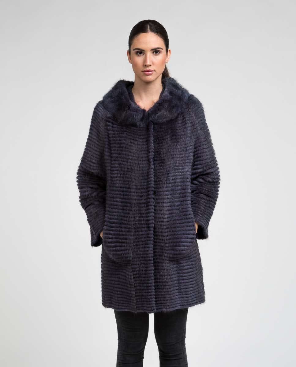 Sobretudo em Pelo de Rato Musket e Forro de Malha Violeta-1