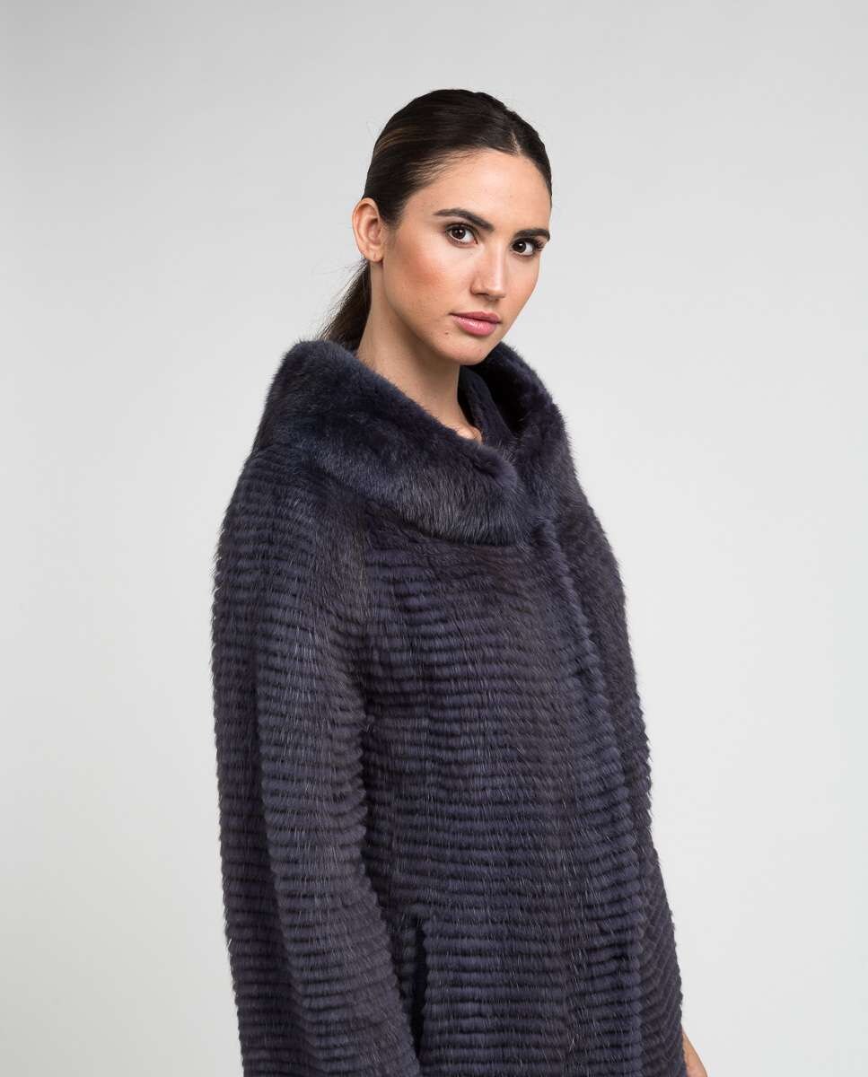 Sobretudo em Pelo de Rato Musket e Forro de Malha Violeta-3