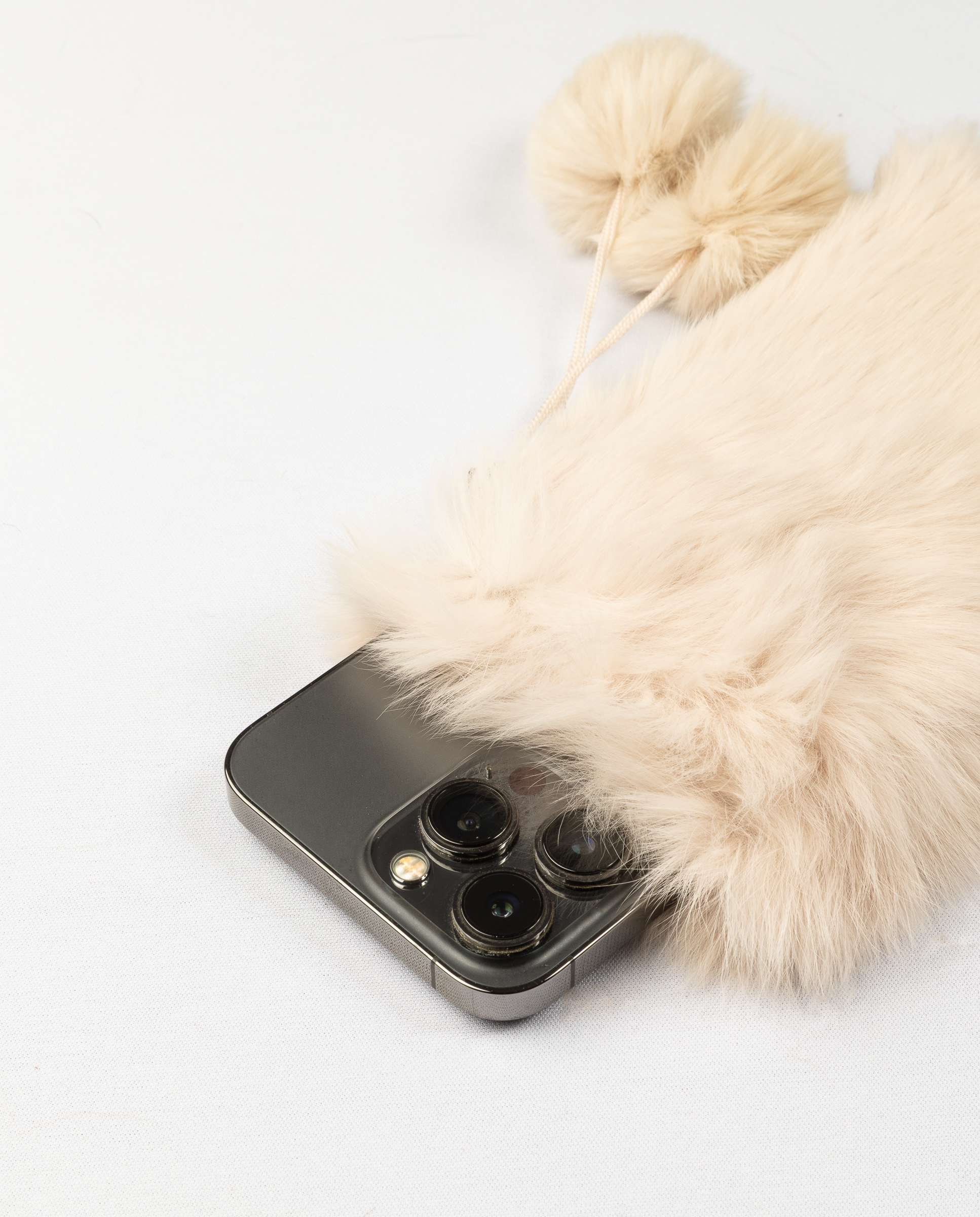 Capa de Telemóvel Iphone Pro Max em Pelo de Rex Bege-2