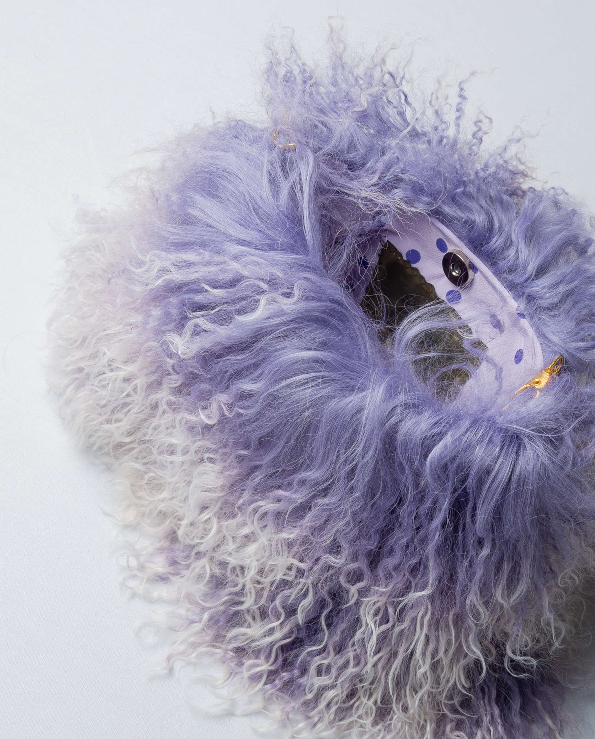 Mala Multiposições de Pelo de Cordeiro Do Tibet Azul-3