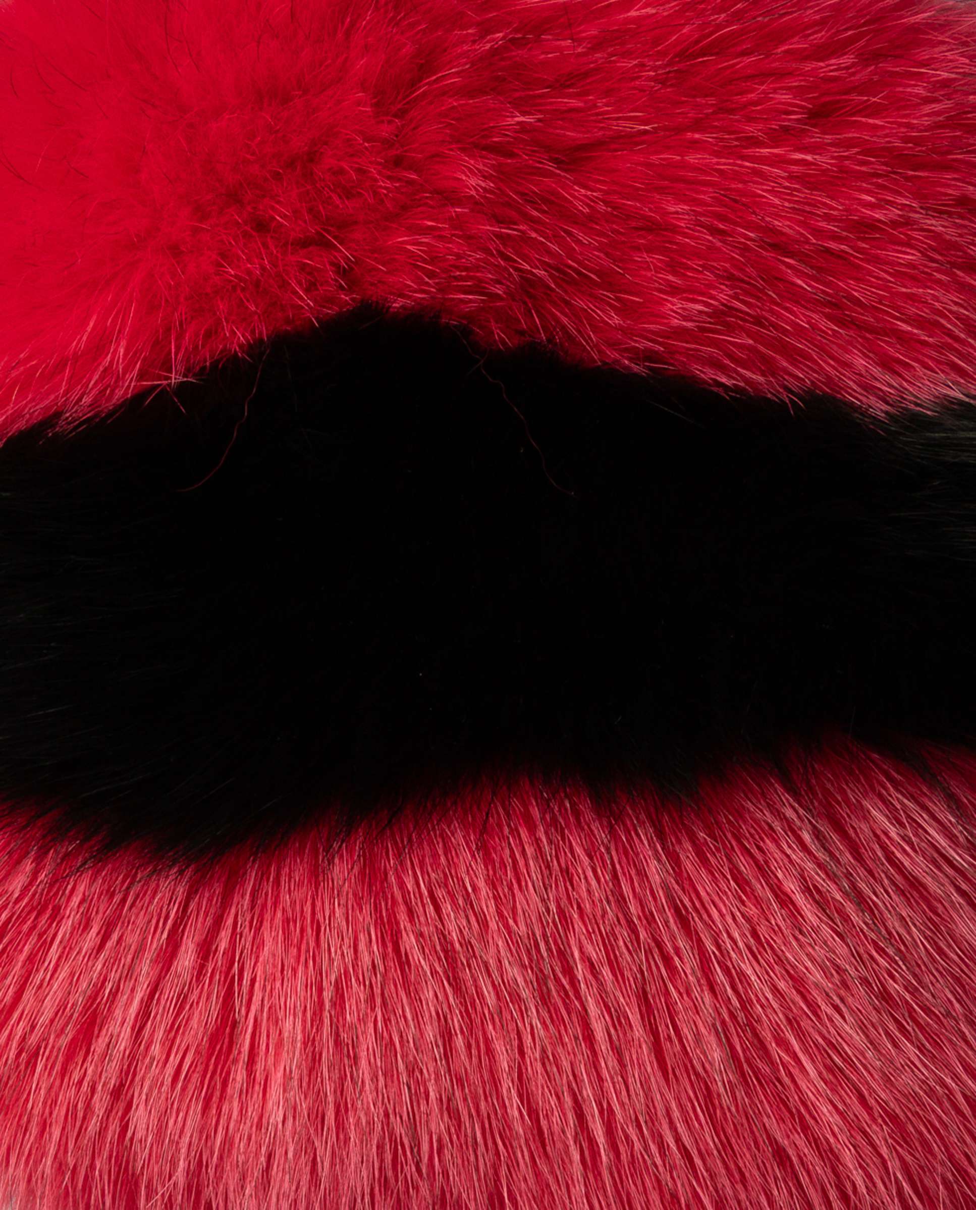 Écharpe Comprida de Pelo de Vison com Extremidades de Pelo de Raposa Preto / Vermelho-2