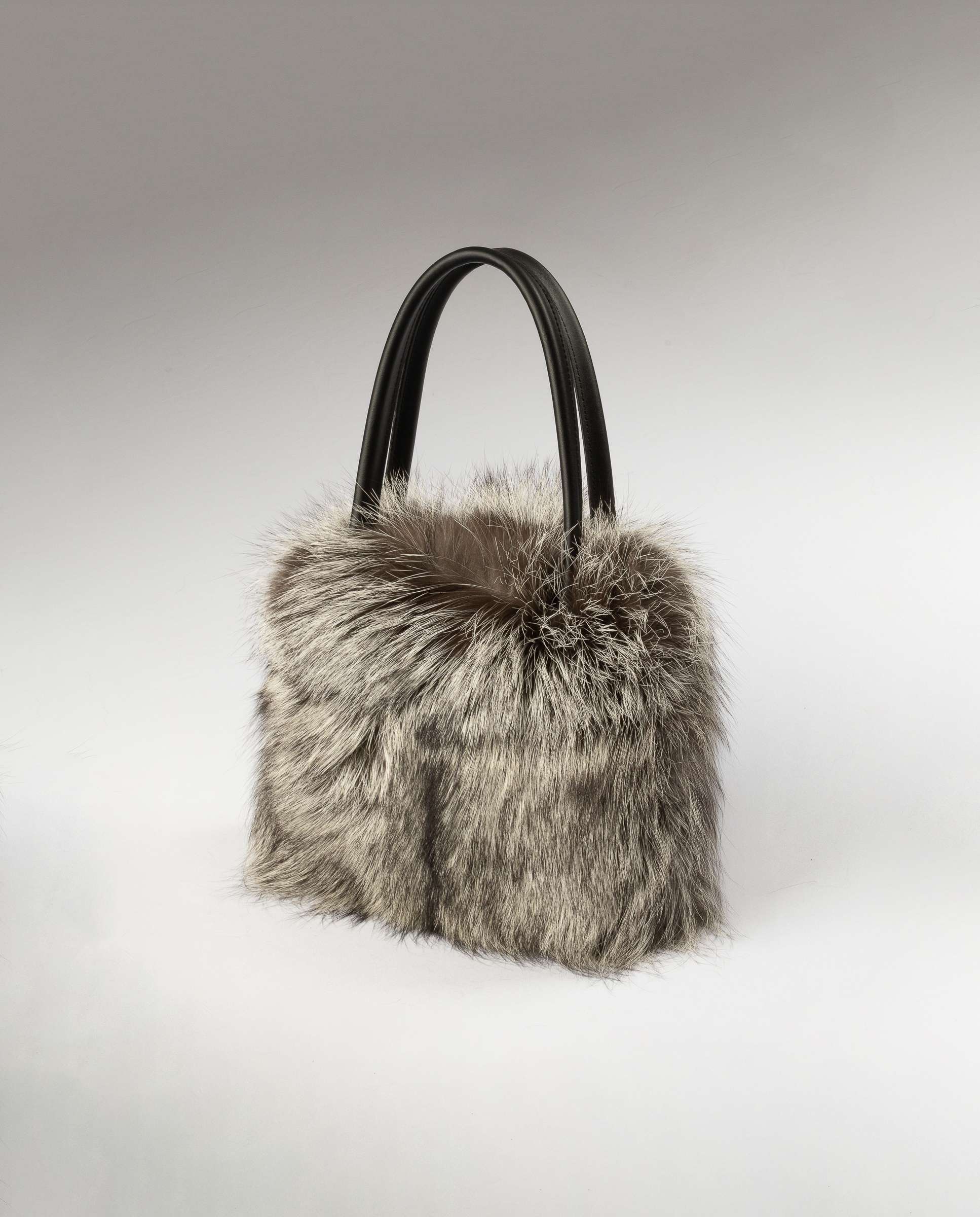 Mala Multiposições de Pelo de Raposa Cinzento-2