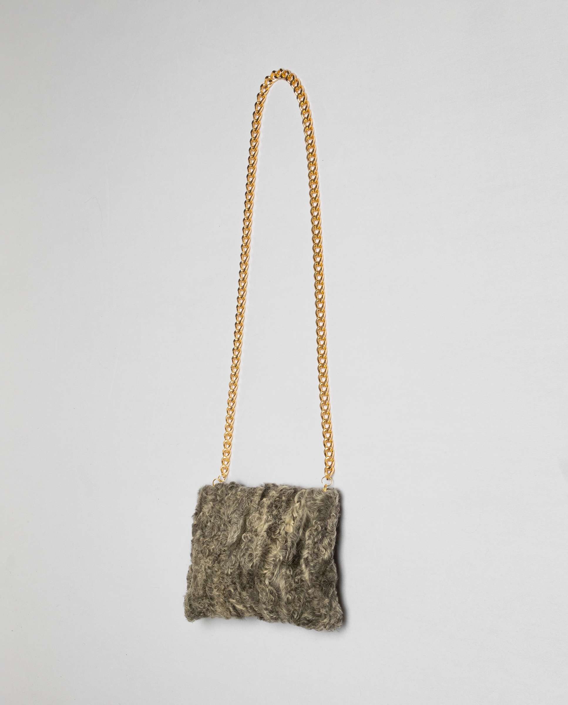 Mala Multiposições de Pelo de Astracã Cinzento-escuro-3