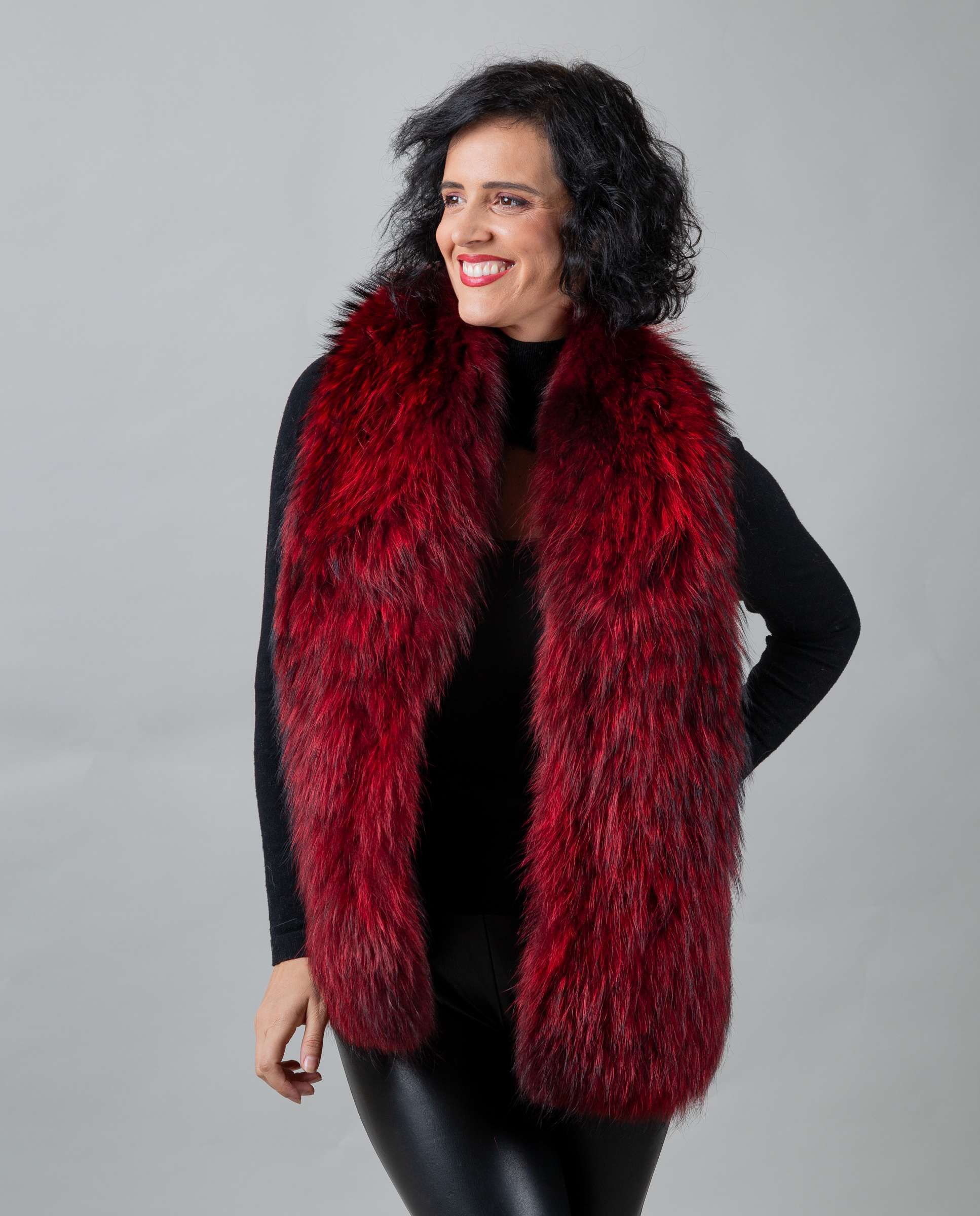 Estola em Pelo de Raposa em Vermelho Vermelho-3