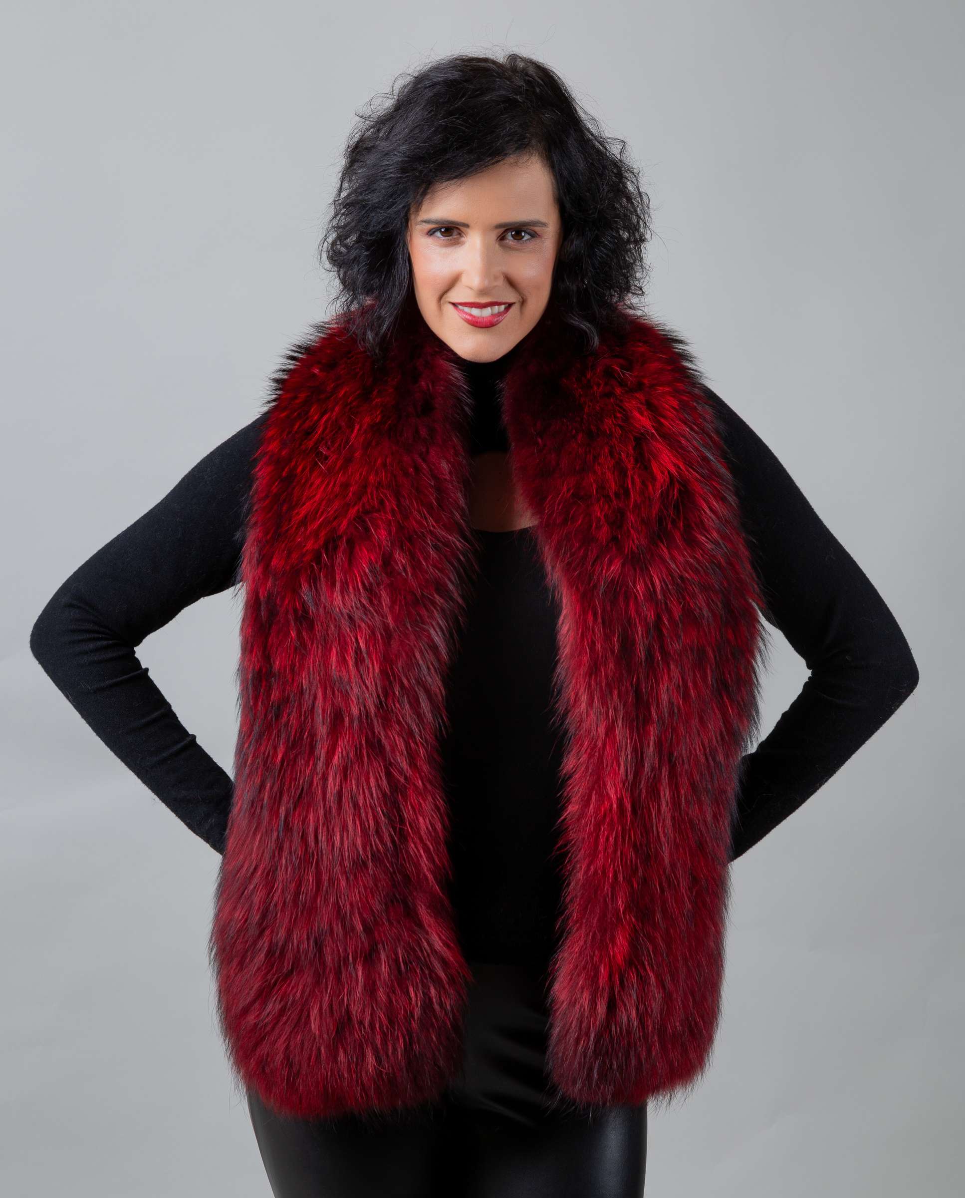 Estola em Pelo de Raposa em Vermelho Vermelho-4