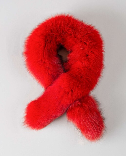 Imagem 0 de Gola em Pelo de Raposa em Vermelho