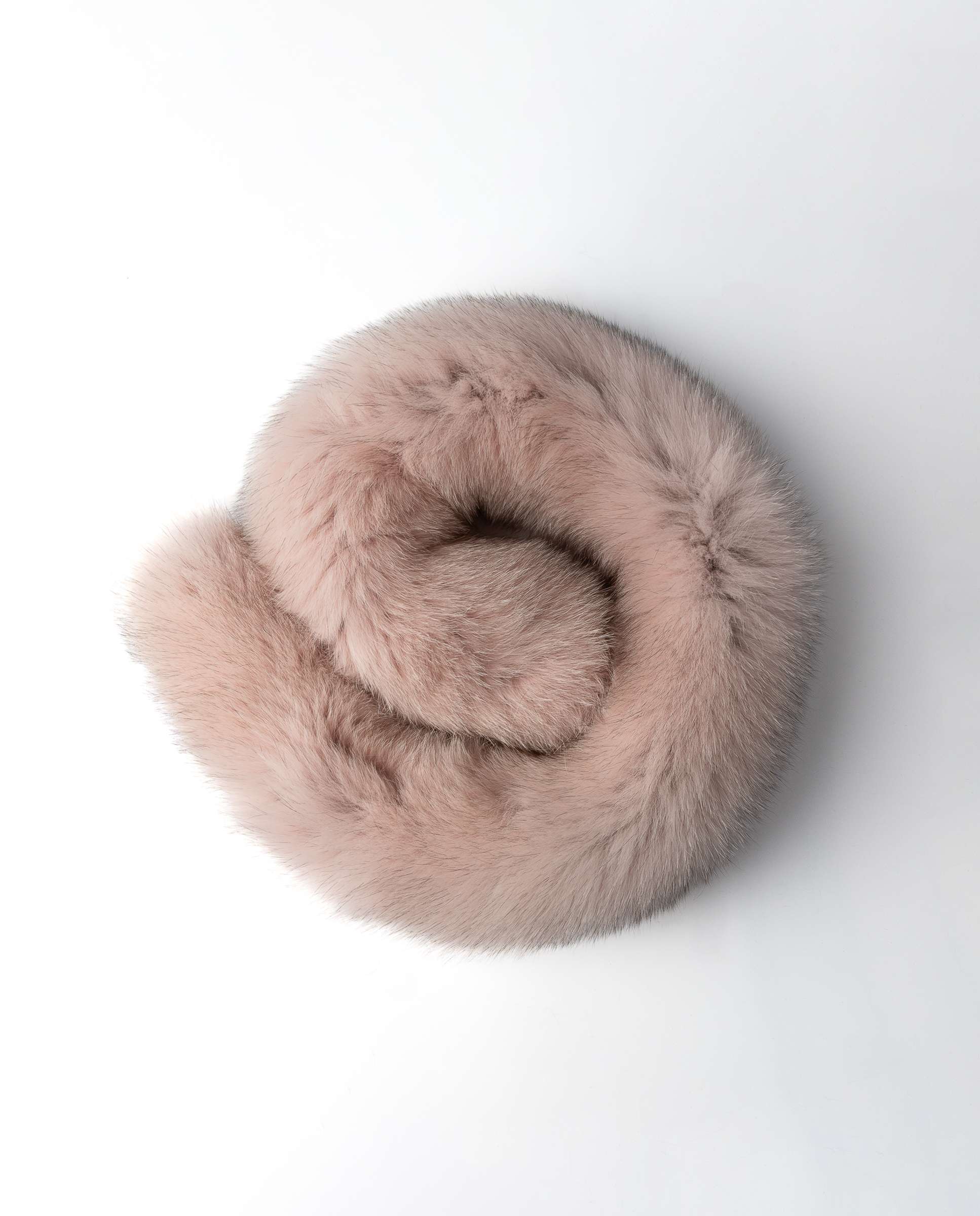 Boa de Pelo de Raposa com Casa de Botão Cruzada Rosa-3