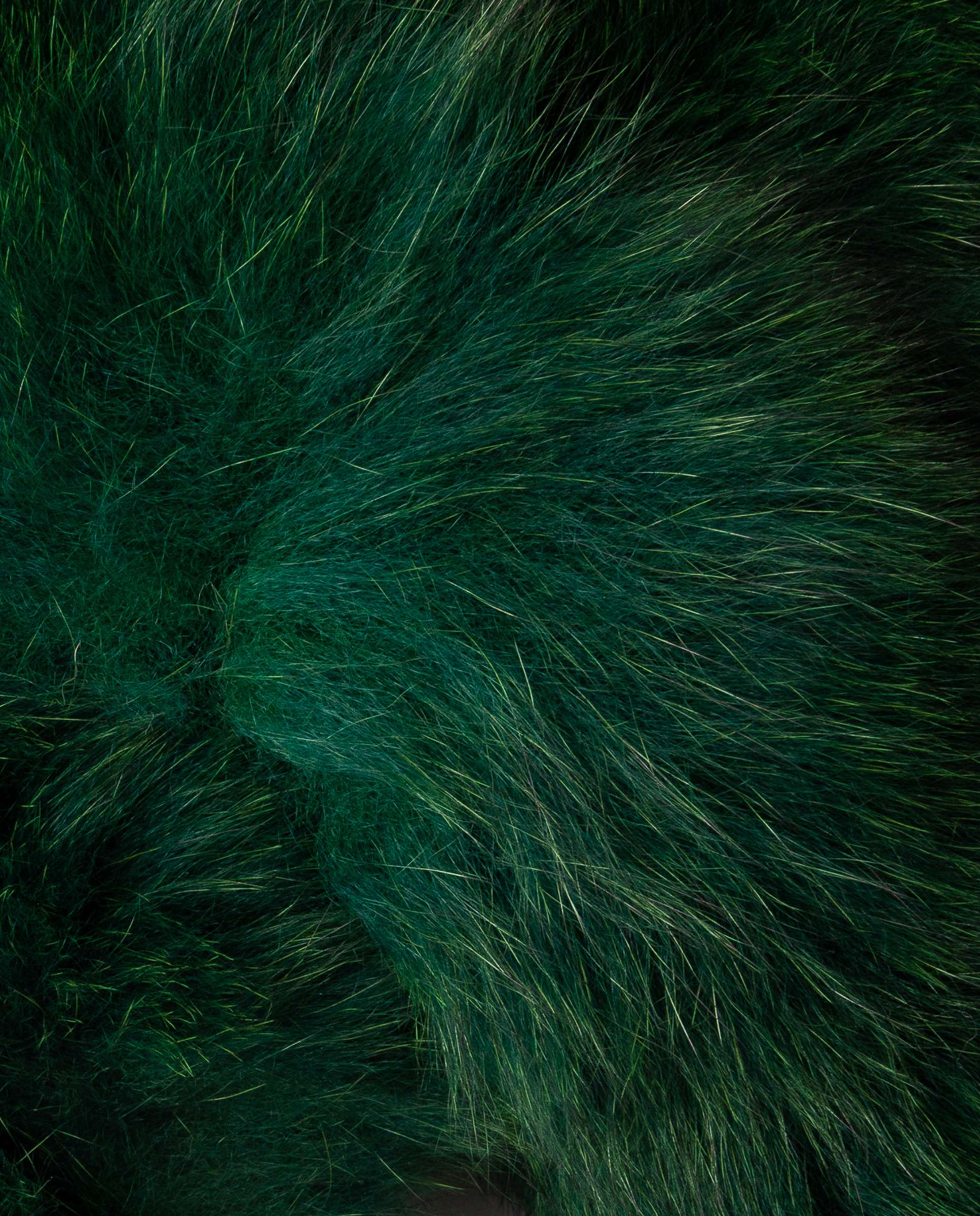 Boa de Pelo de Raposa com Casa de Botão Cruzada Verde-2