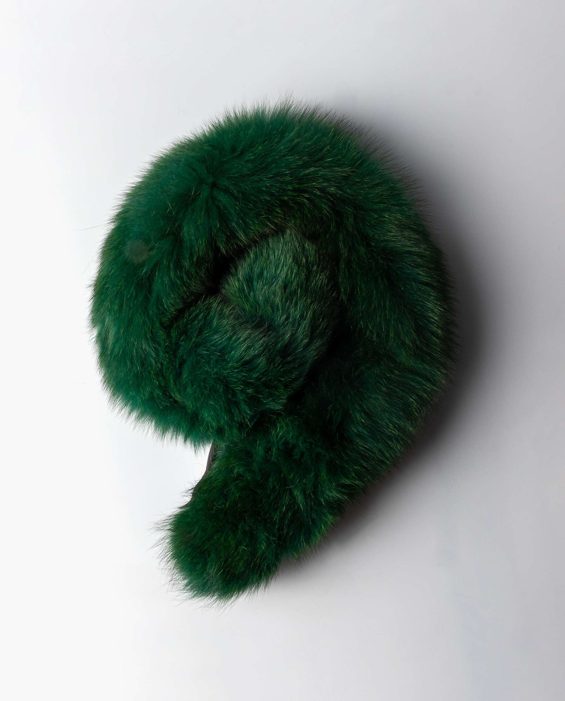Boa de Pelo de Raposa com Casa de Botão Cruzada Verde-3