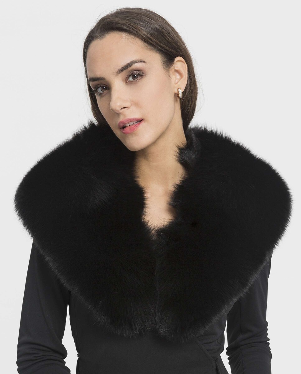 Estola em Pelo de Raposa em Preto Preto-3