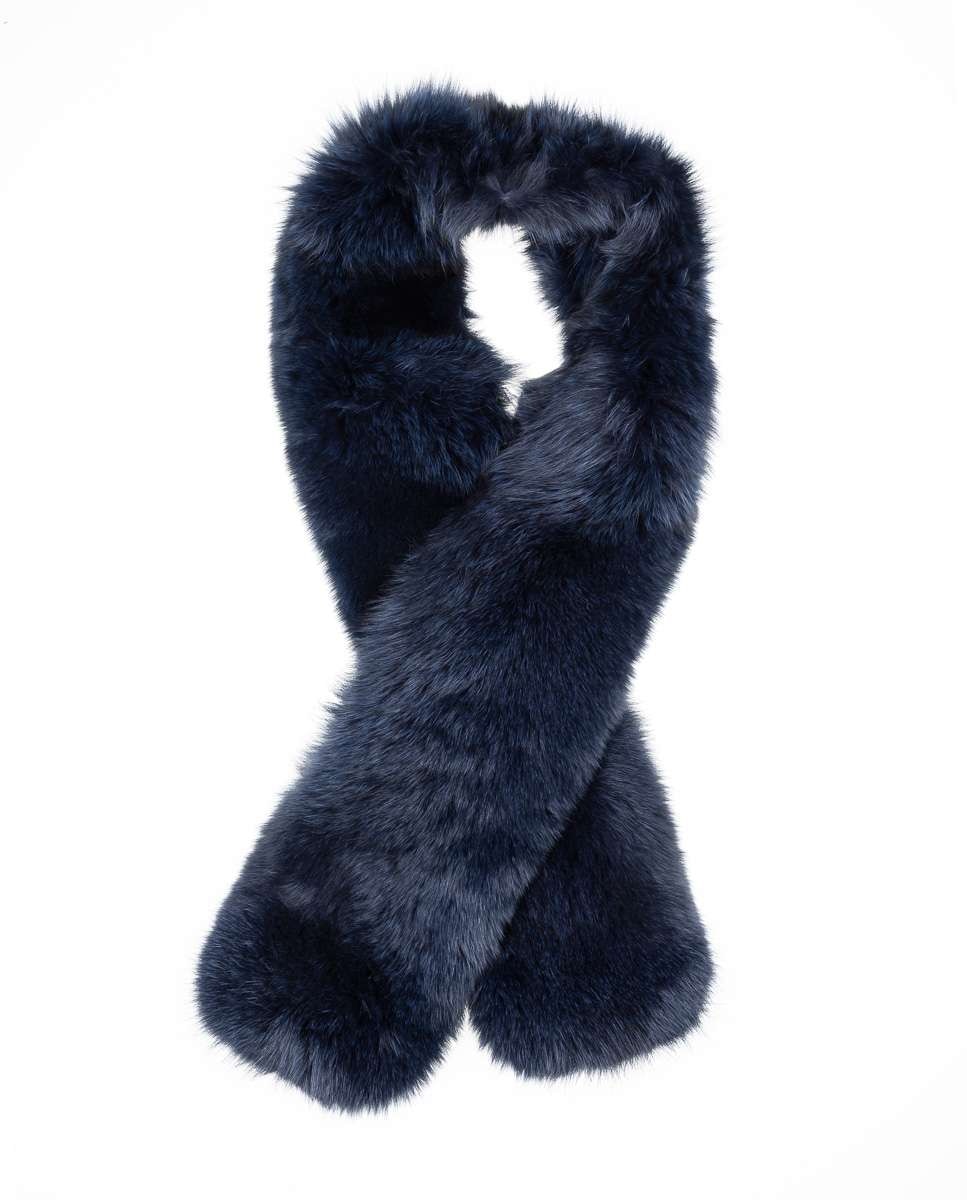 Imagem 0 de Estola em Pelo de Raposa em Azul