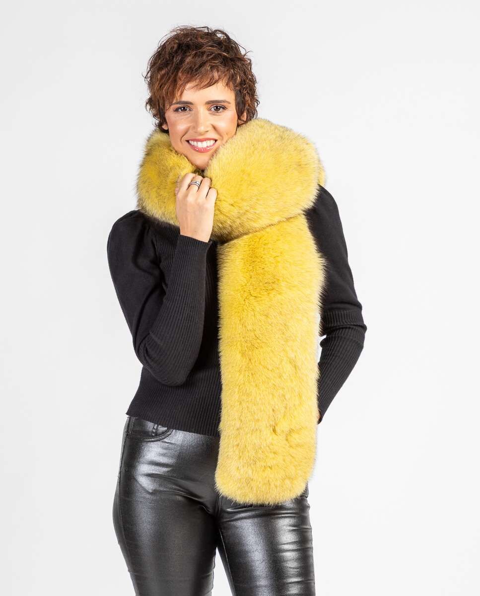 Estola em Pelo de Raposa em Amarelo Amarelo-3