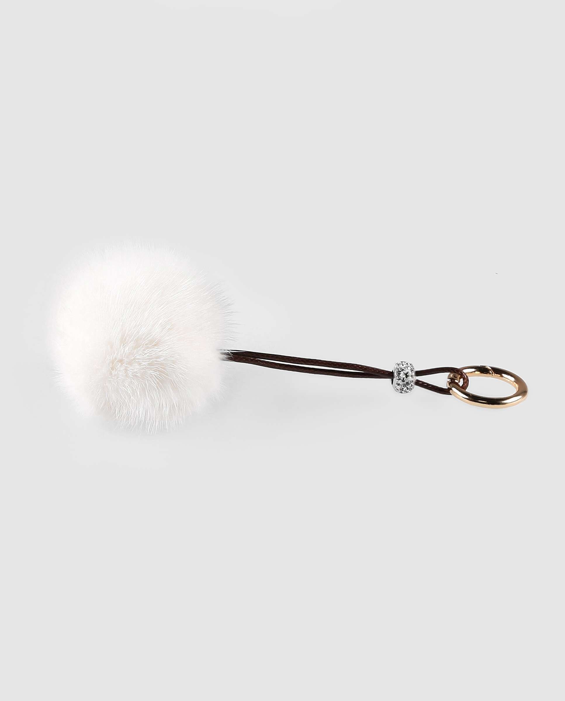 Porta-chaves de Vison Estilo Pompom em Branco Branco-2