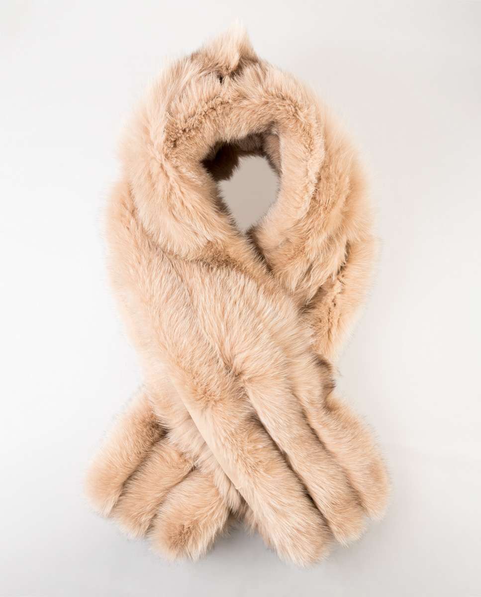 Imagem 0 de Estola Grande em Pelo de Raposa e Napa em Castanho-claro